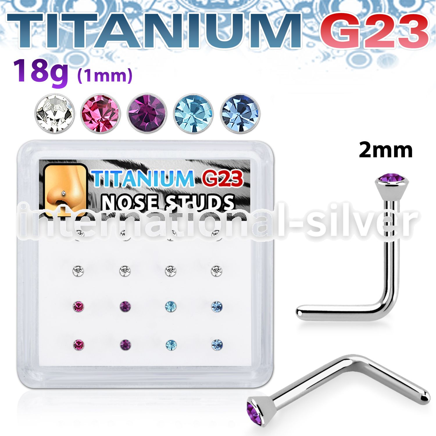 bxunl2 titanium l shaped nose studs colors press fit 16pcs