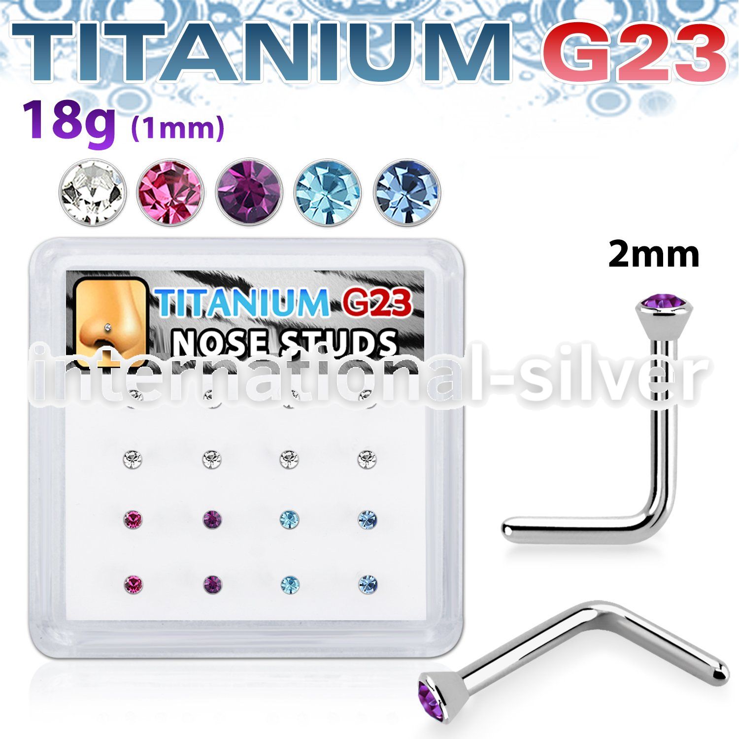 bxunl2 titanium l shaped nose studs colors press fit 16pcs