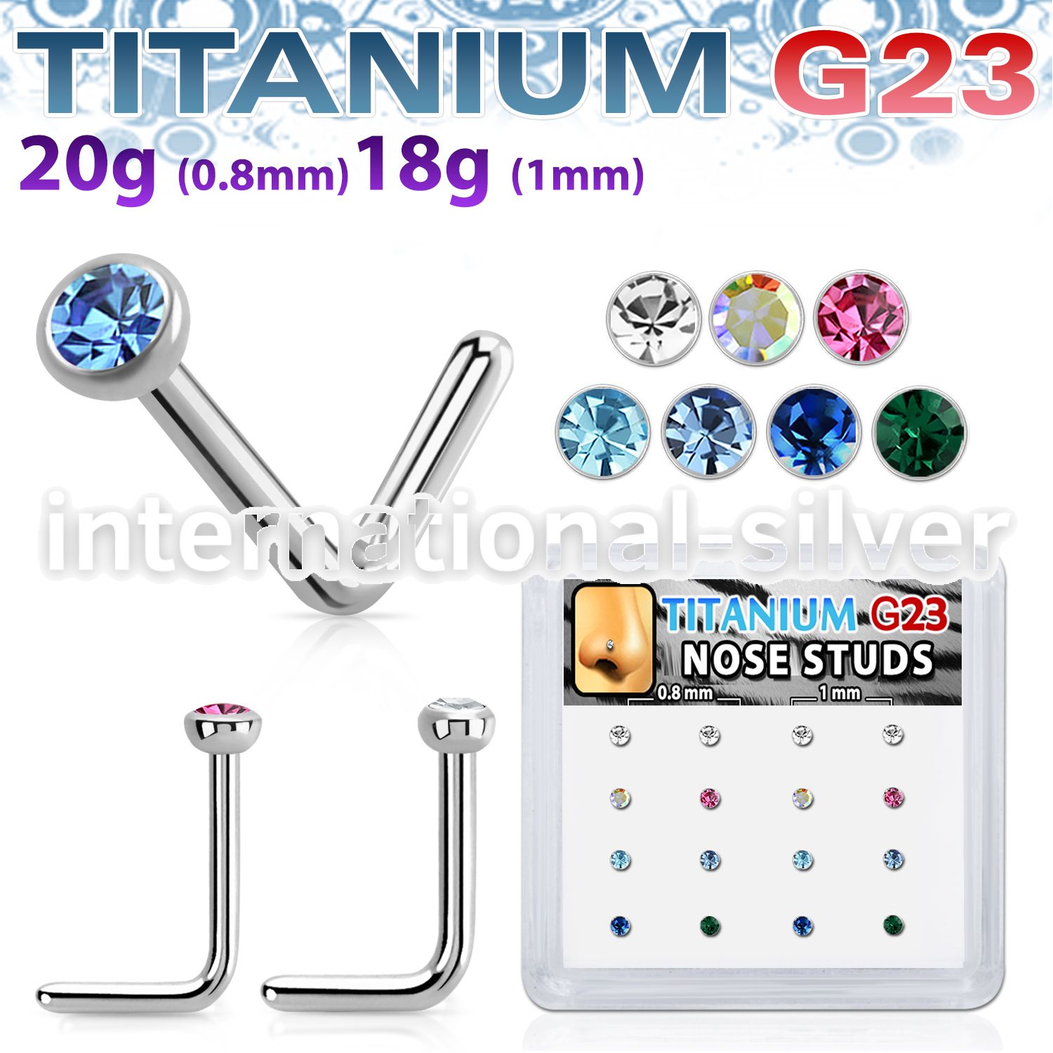 bxunl3 titanium l shaped nose studs 20g 18g color 16pcs