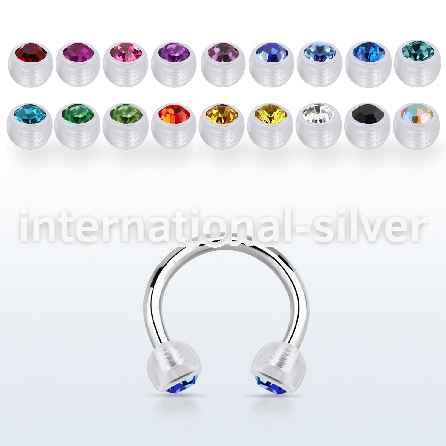 cbajb4 horseshoes surgical steel 316l with acrylic parts ear lobe