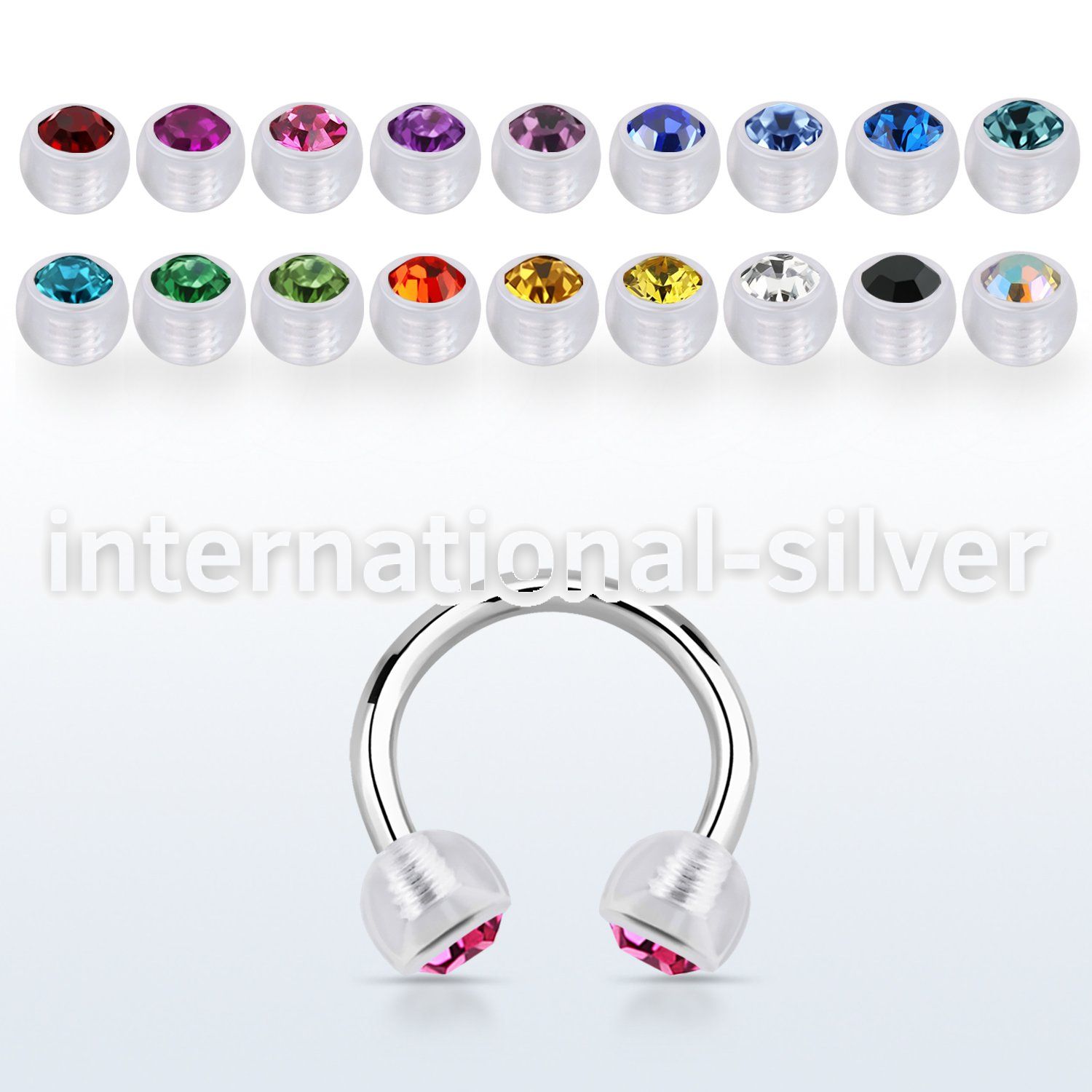 cbajb5 horseshoes surgical steel 316l with acrylic parts ear lobe