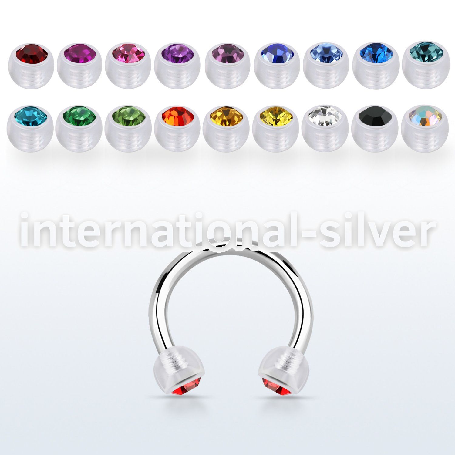 cbeajb3 horseshoes surgical steel 316l with acrylic parts ear lobe