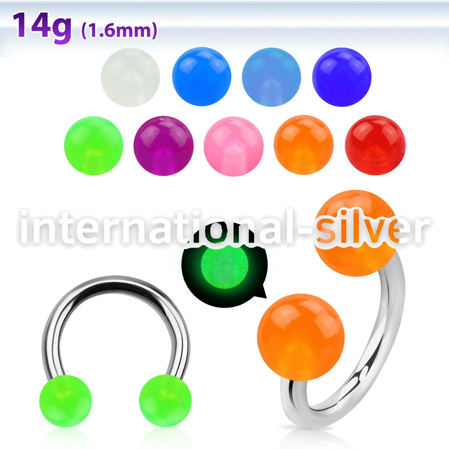 cbgl horseshoes surgical steel 316l with acrylic parts belly button