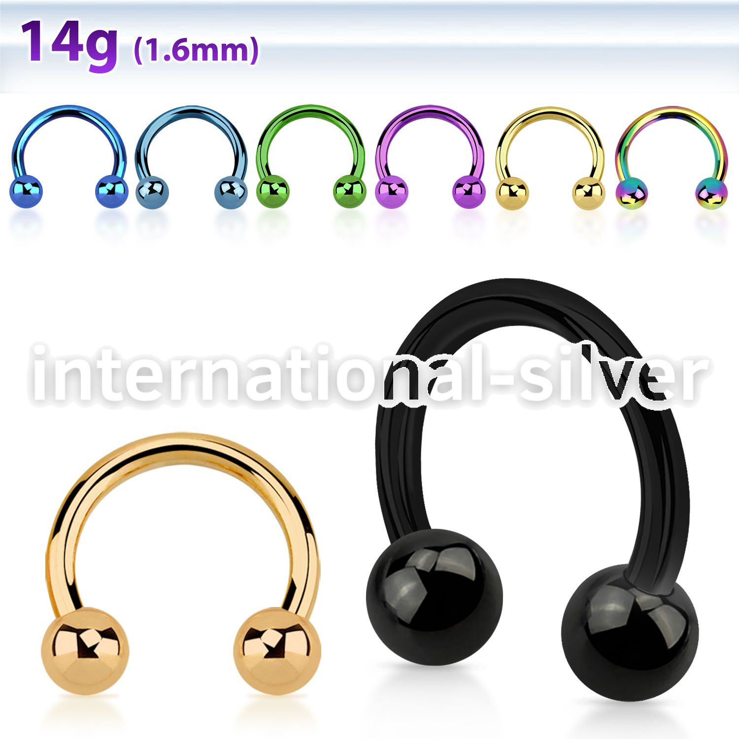 cbtb4 horseshoes anodized surgical steel 316l belly button