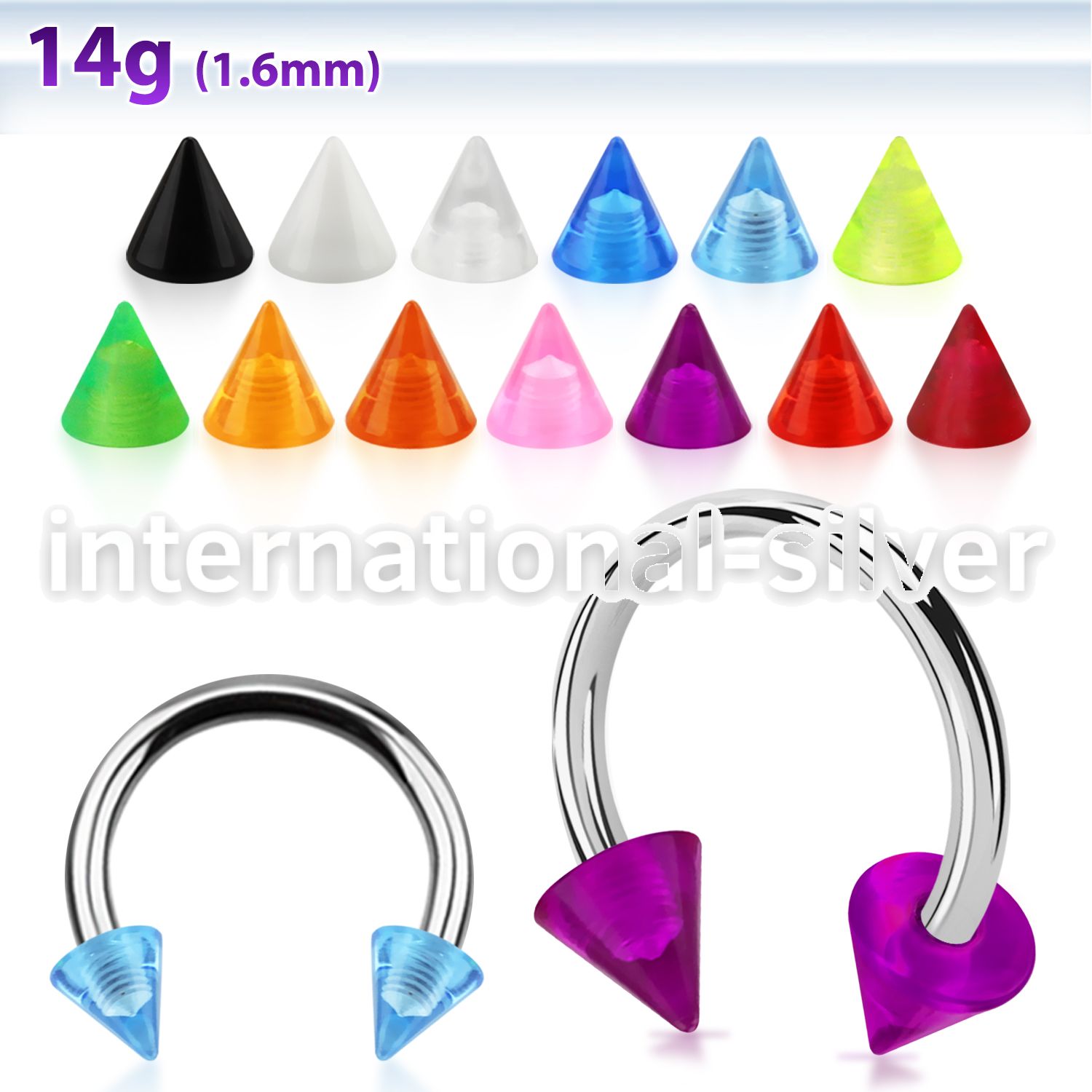 cbvcn5 horseshoes surgical steel 316l with acrylic parts belly button