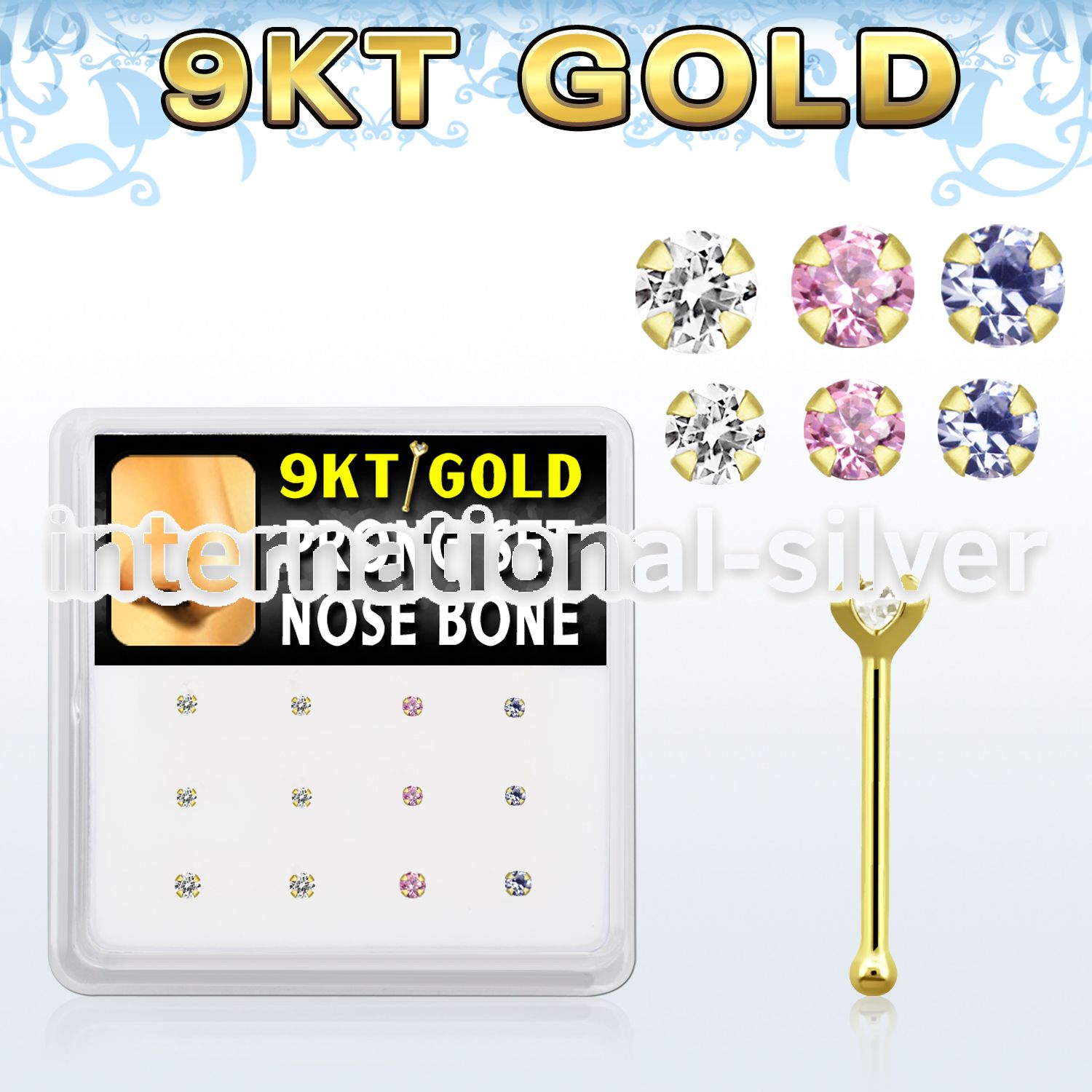d9gnb12 gold nose bones nose piercing
