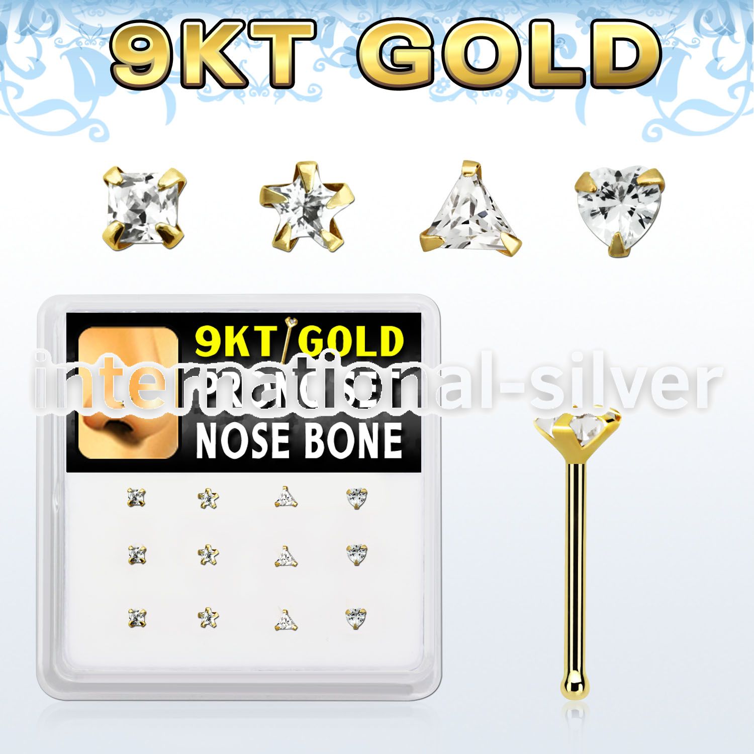 d9gnb13 gold nose bones nose  piercing
