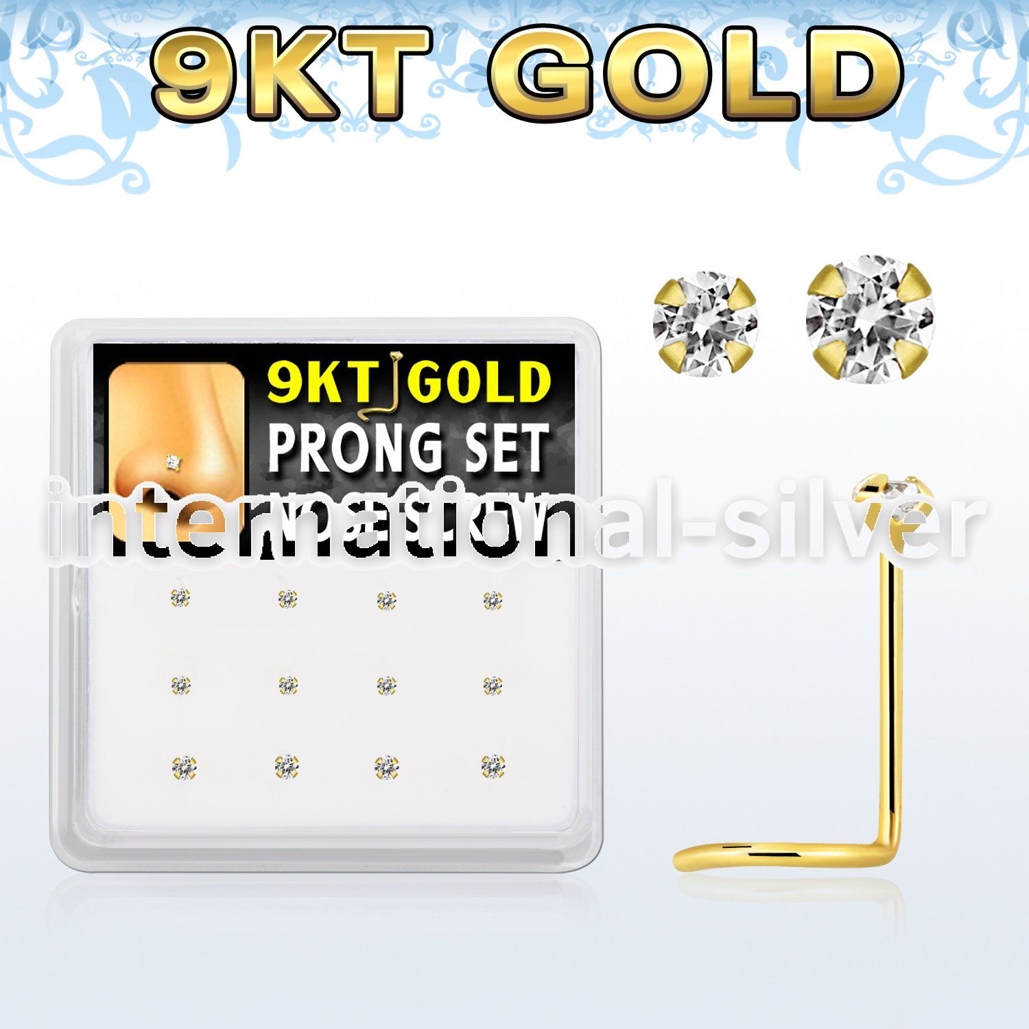 d9gsc11 l shape nose studs gold nose
