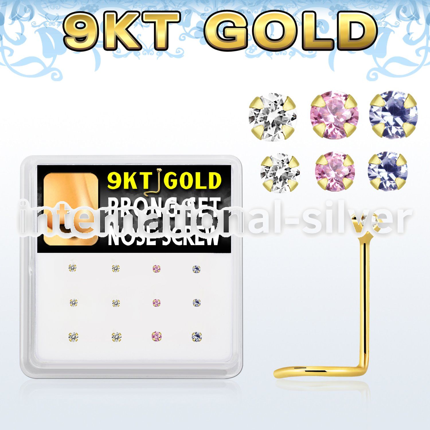 d9gsc12 l shape nose studs gold nose
