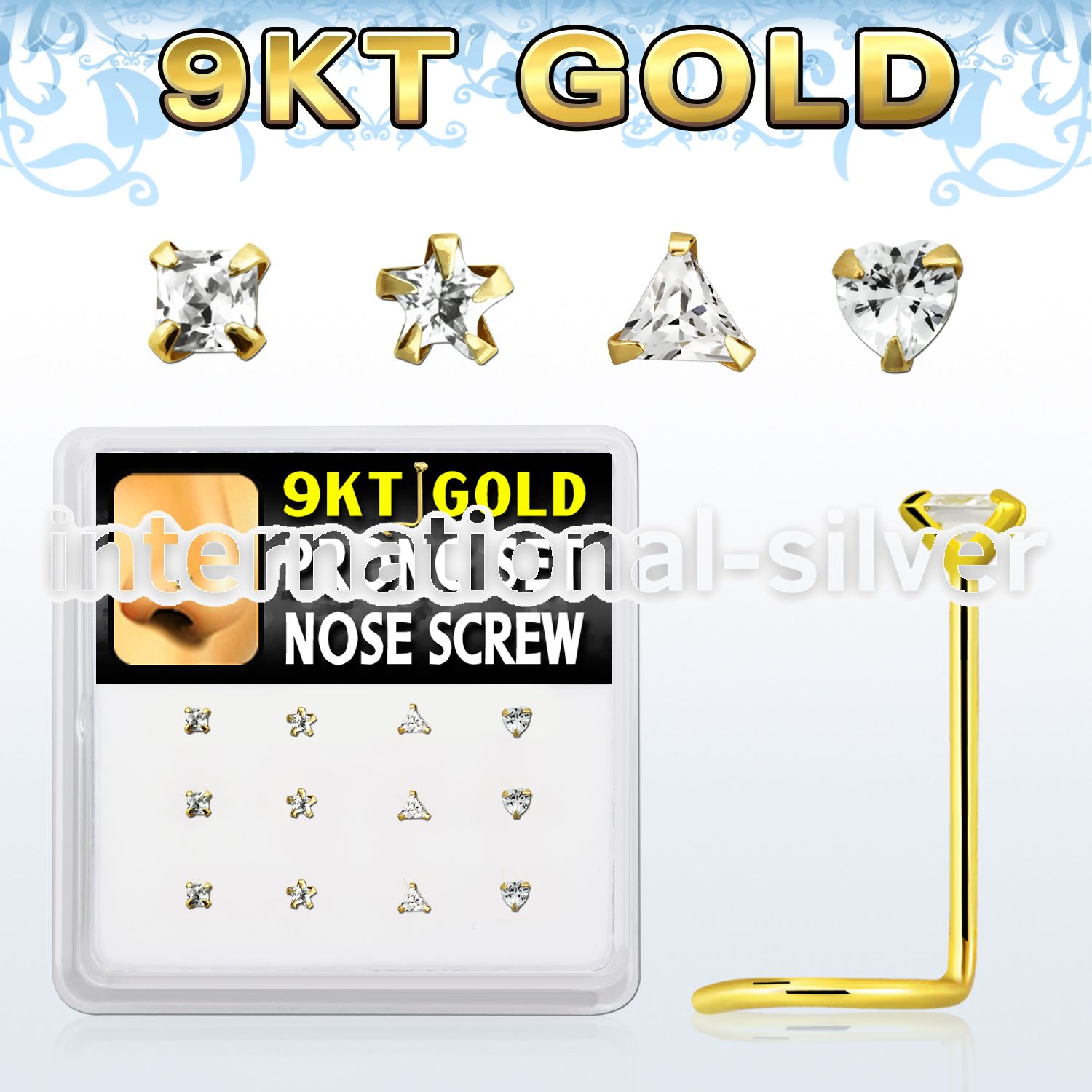 d9gsc13 gold nose screws and nose studs nose  piercing