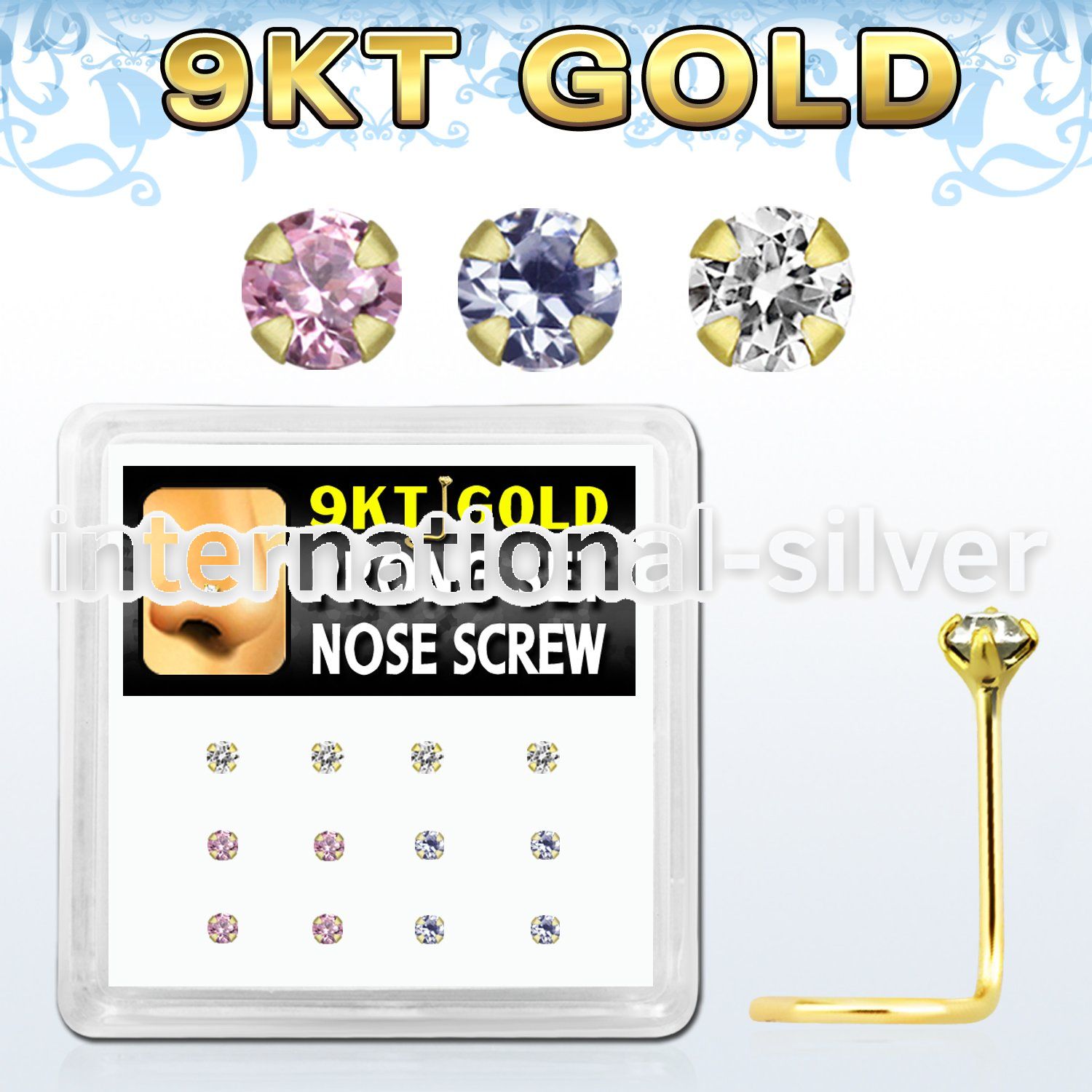 d9gsc17 l shape nose studs gold nose