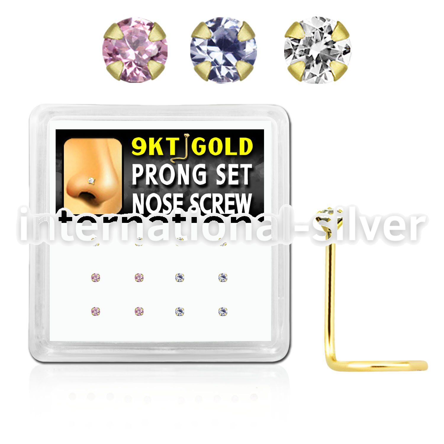 d9gsc2 l shape nose studs gold nose