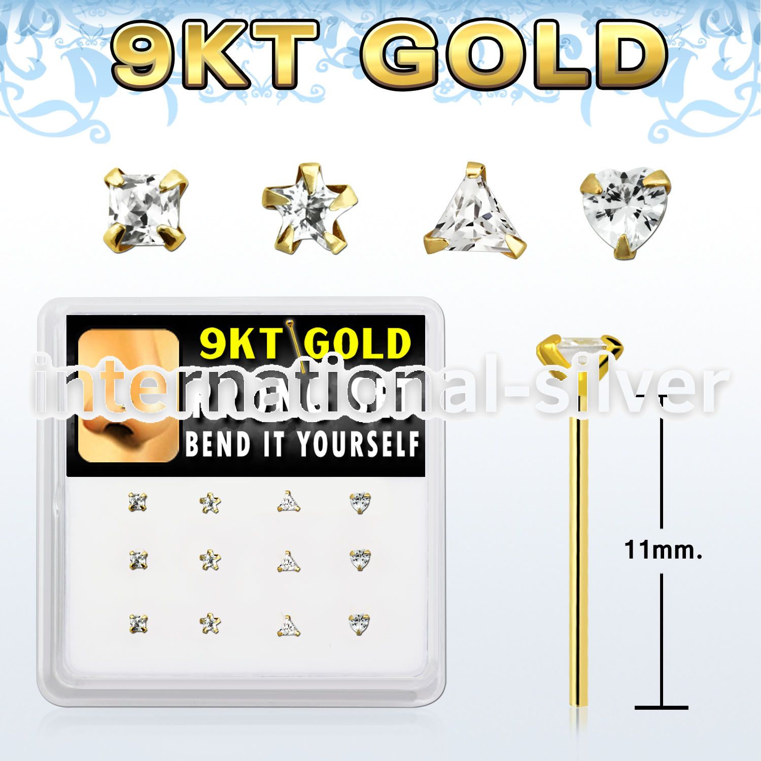 d9gys13 gold bend it yourself nose studs nose  piercing