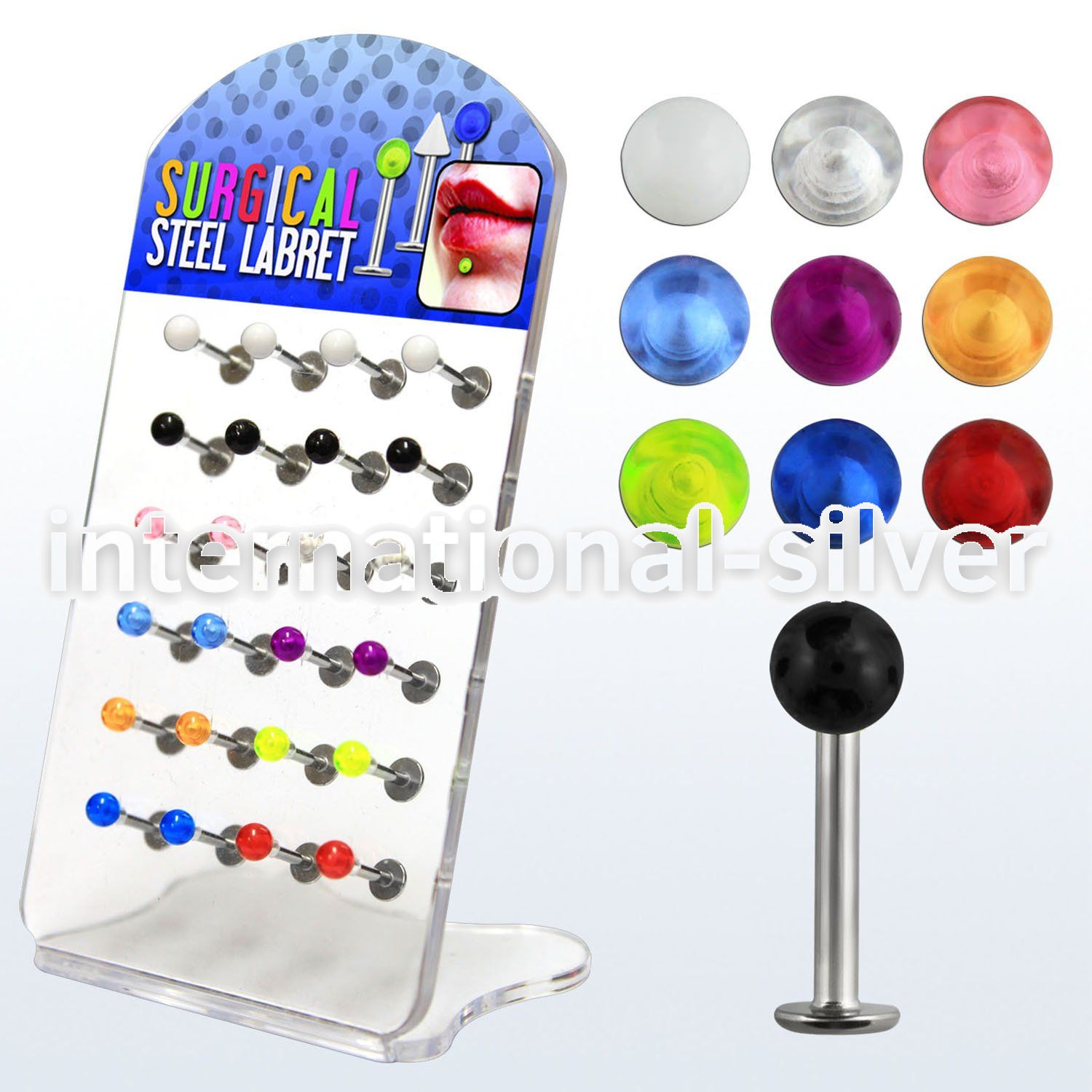 dacb72 labrets lip rings surgical steel 316l with acrylic parts labrets chin