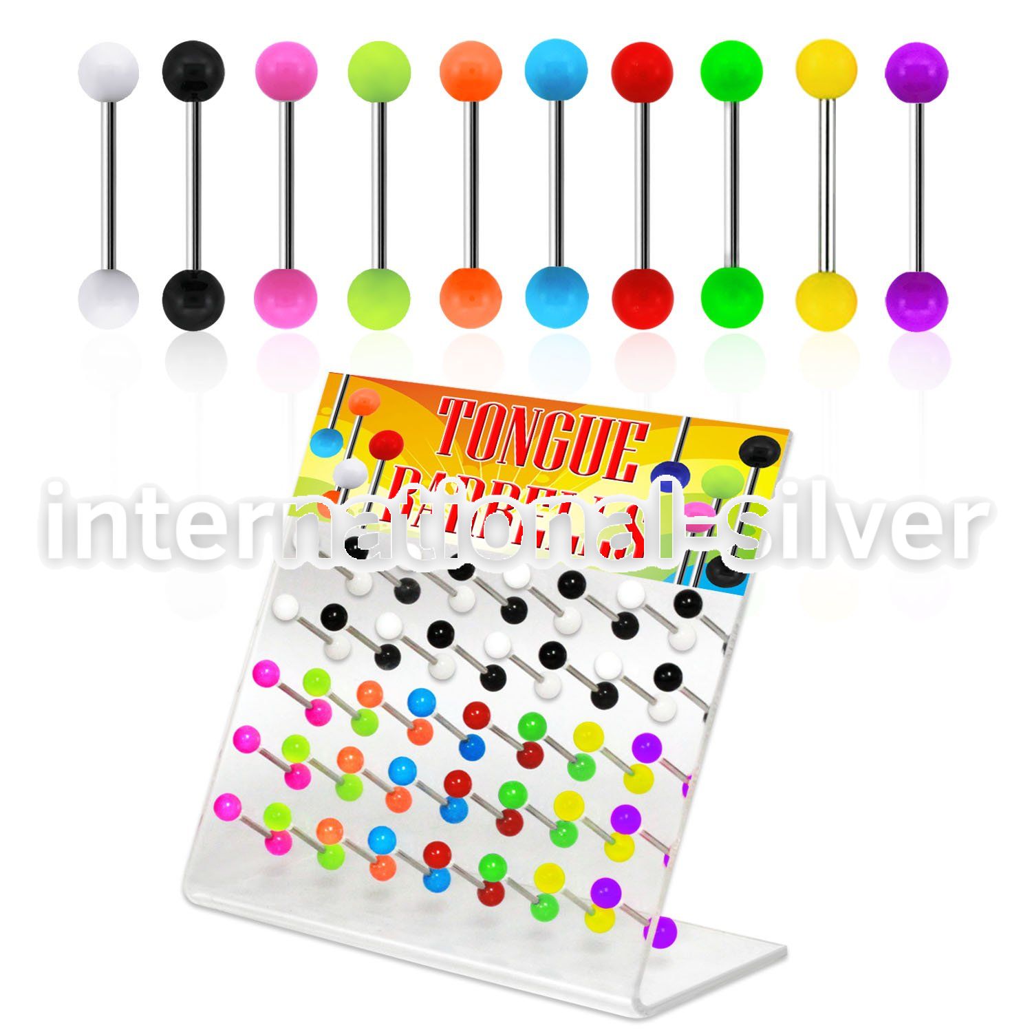 dacb81 straight barbells surgical steel 316l with acrylic parts tongue