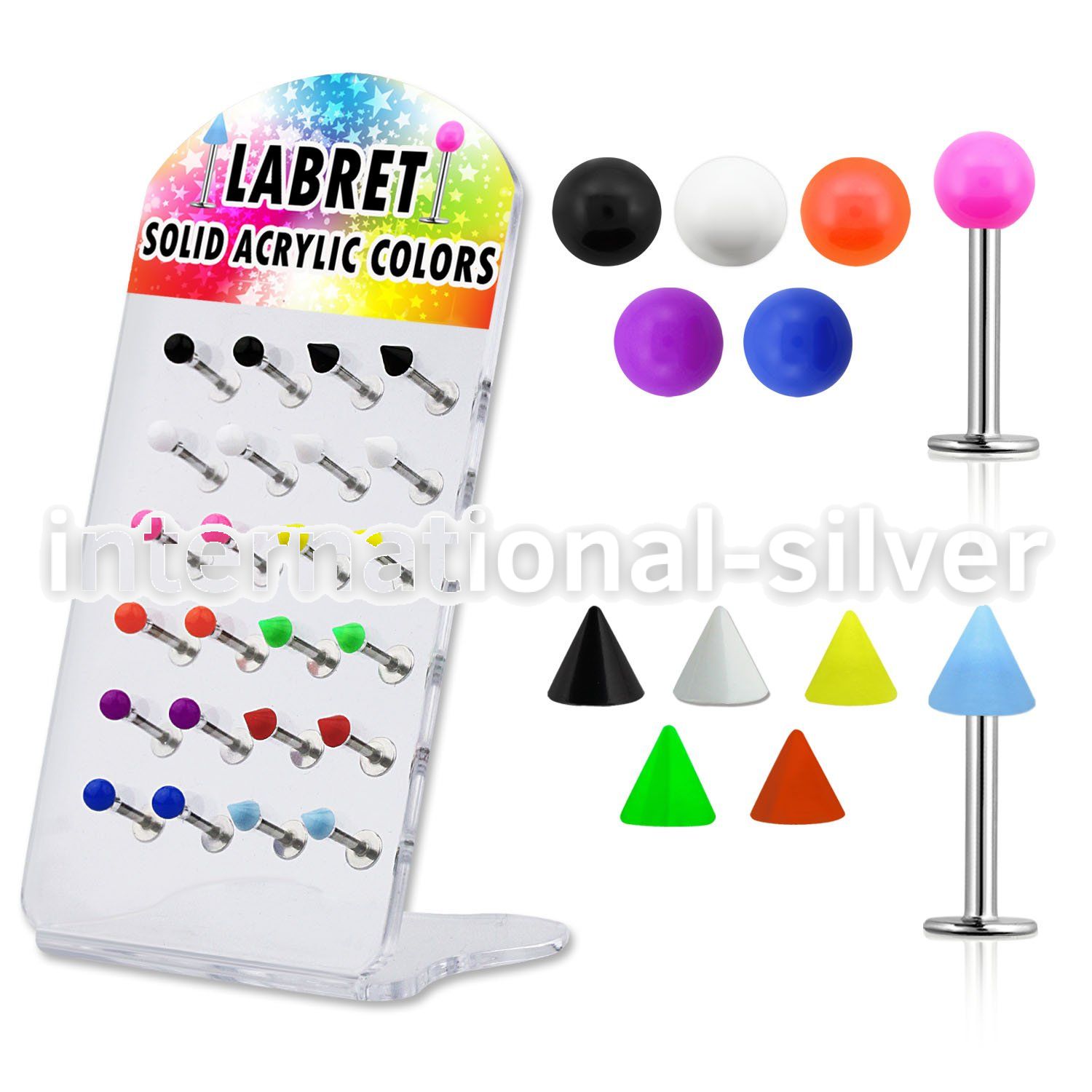 dacb94 labrets lip rings surgical steel 316l with acrylic parts labrets chin