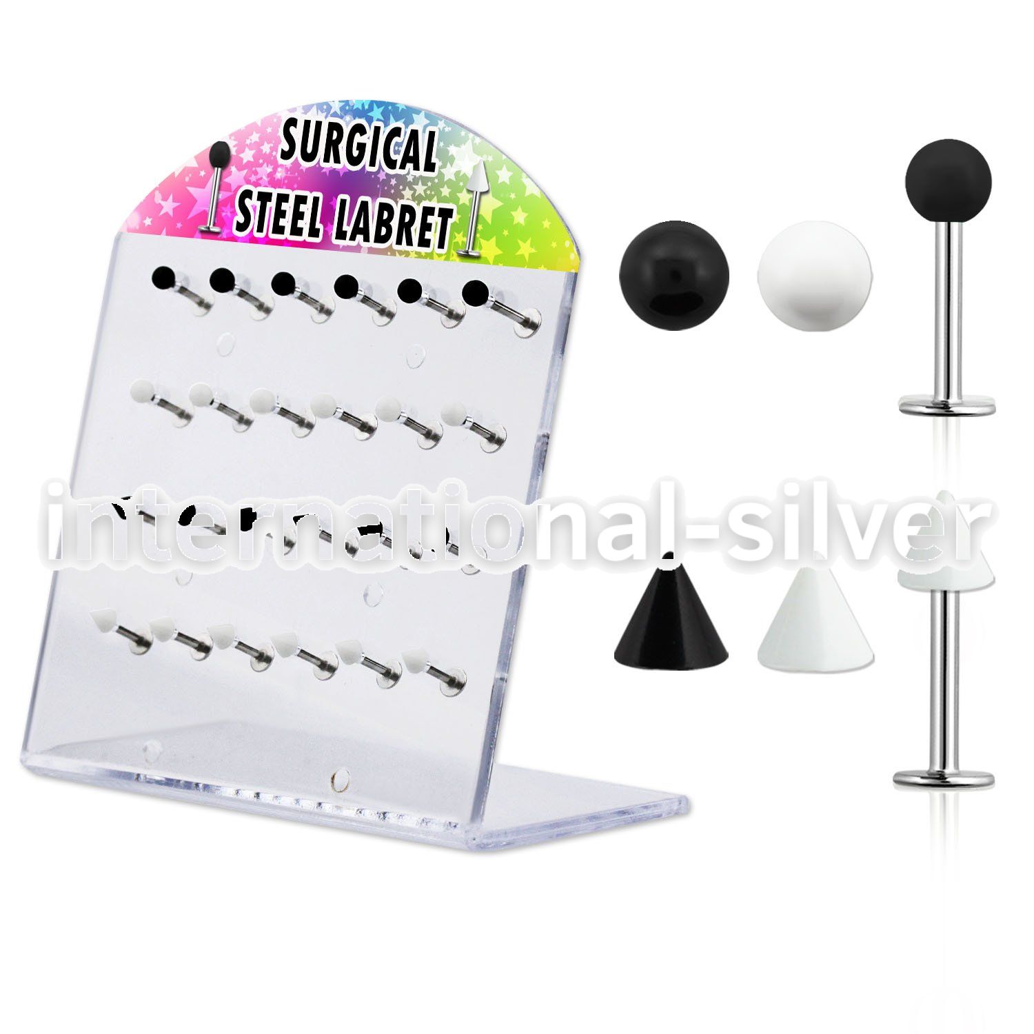 dacb96 labrets lip rings surgical steel 316l with acrylic parts labrets chin