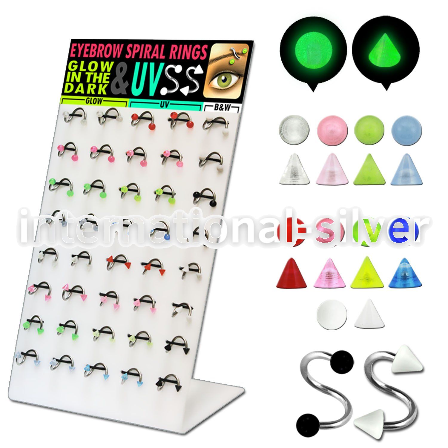 dbjmx4 spirals twisters surgical steel 316l with acrylic parts eyebrow