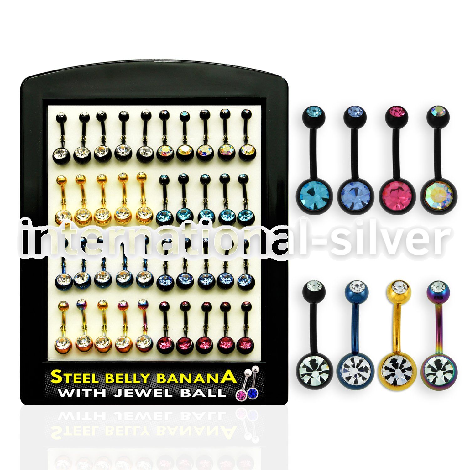 dbntj pvd plated 316l steel belly banana w 5 8mm bezel ball