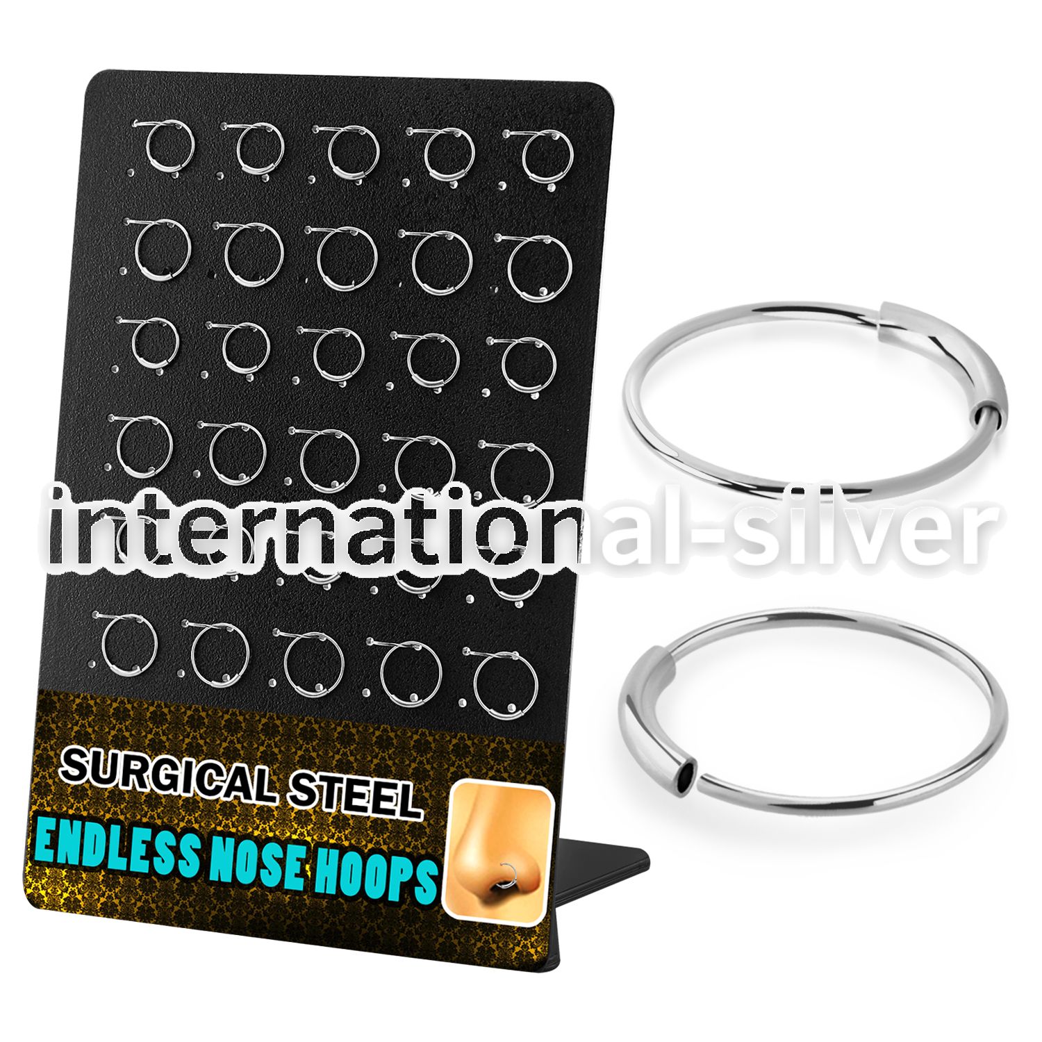 dend1 surgical steel endless nose ring hoops display 30