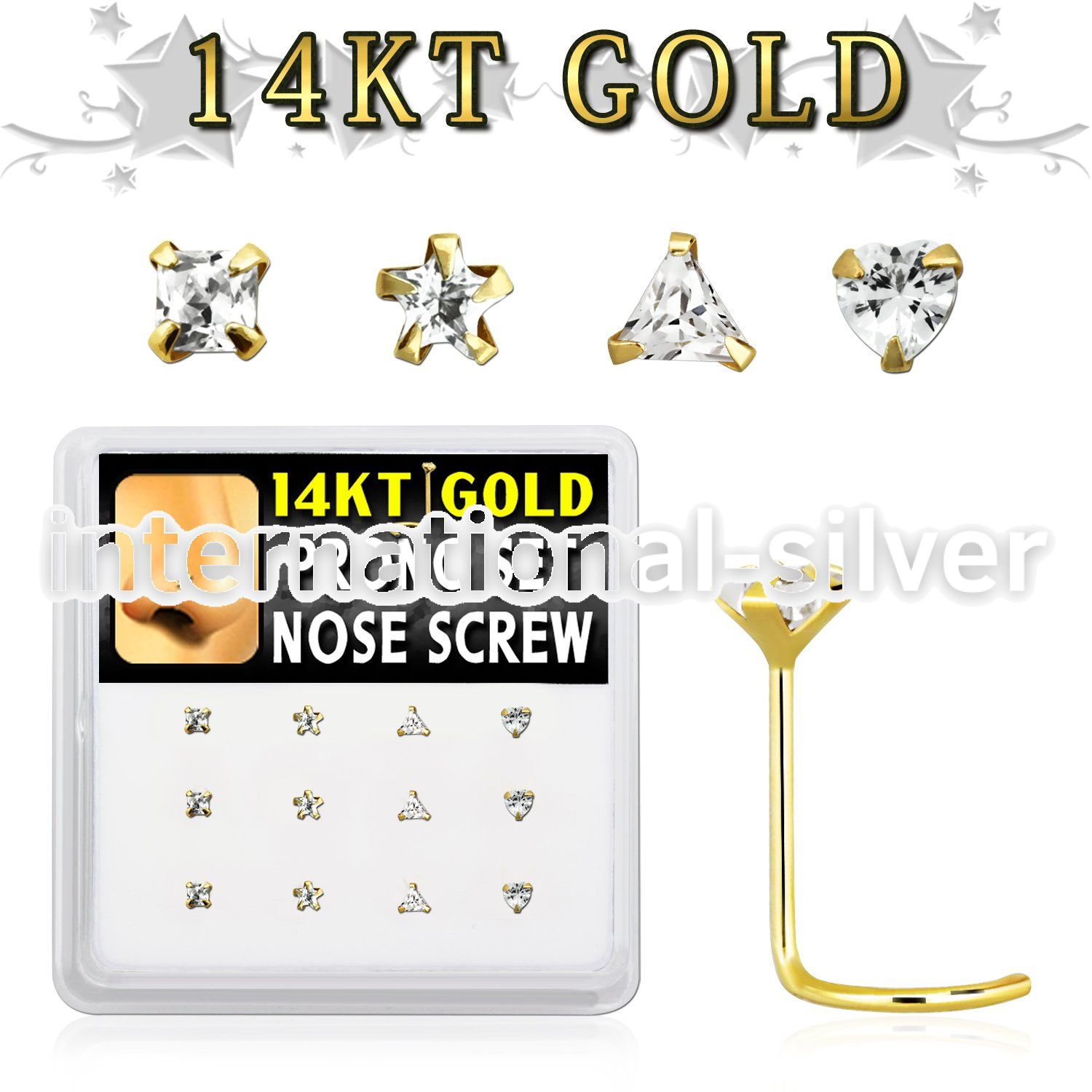 dgsc13 l shape nose studs gold nose