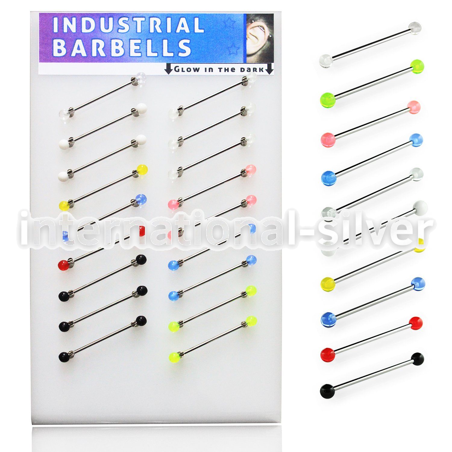 dind11 straight barbells surgical steel 316l with acrylic parts 