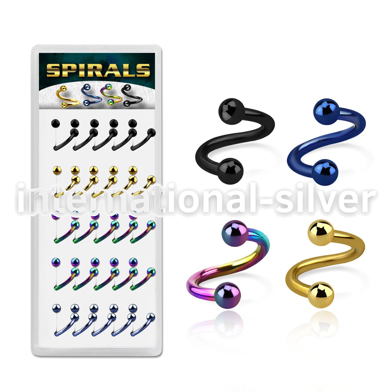 djspe1 spirals twisters anodized surgical steel 316l labrets chin