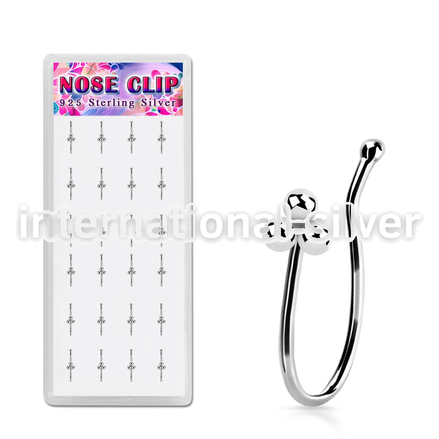 dncl12 silver fake nose hoops triple balls top 24pcs