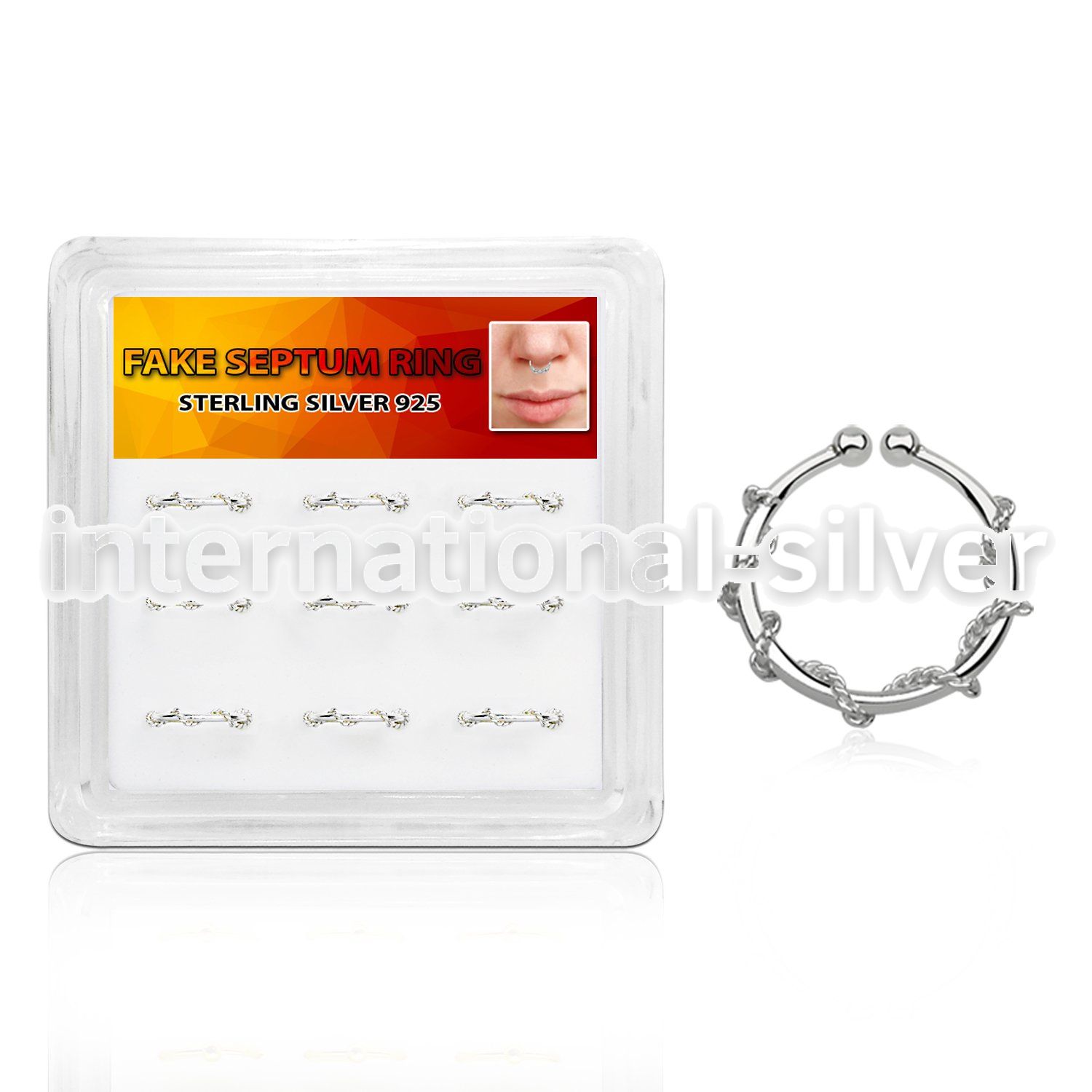 dnsm87 fake illusion body jewelry silver 925 septum