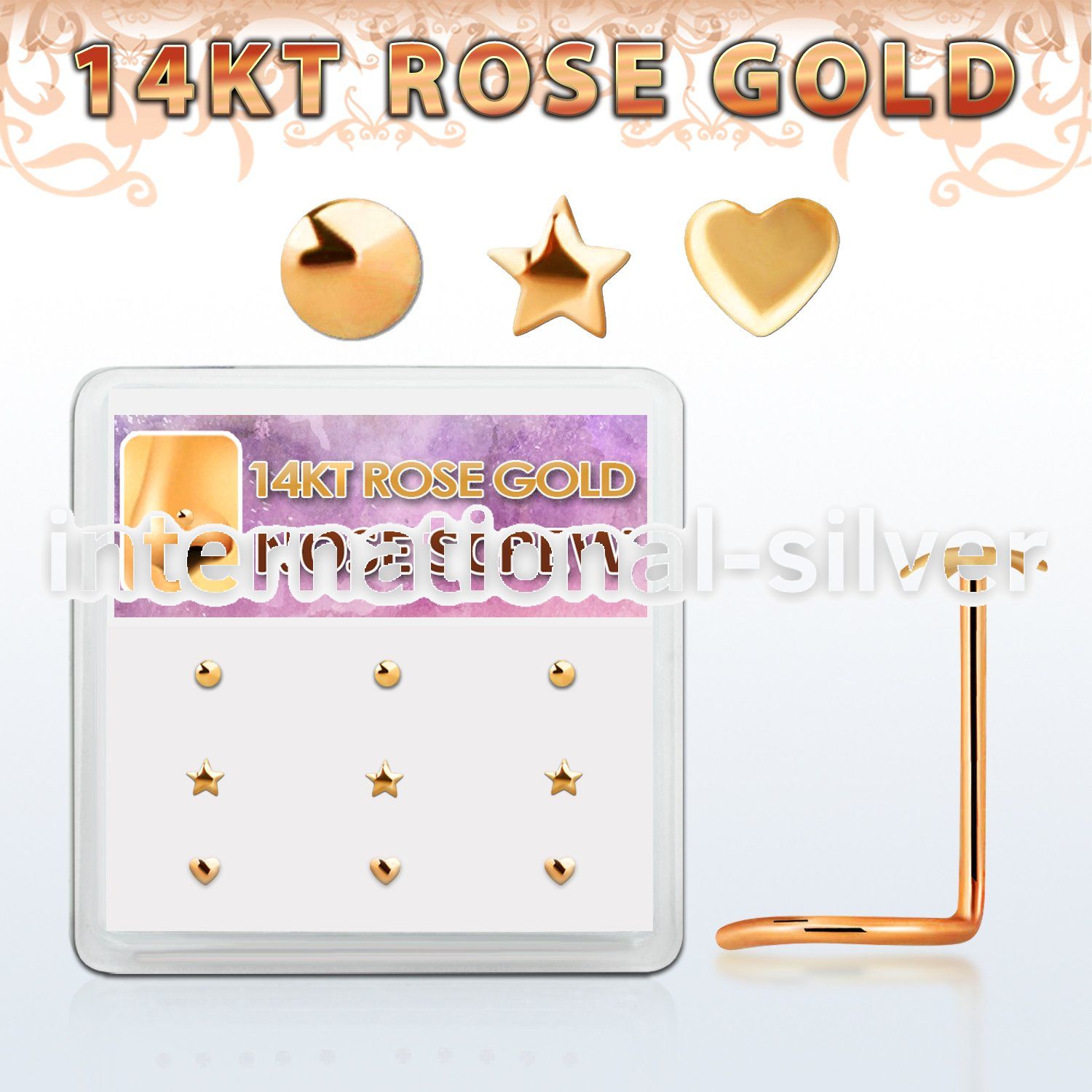 drsc10 l shape nose studs gold nose