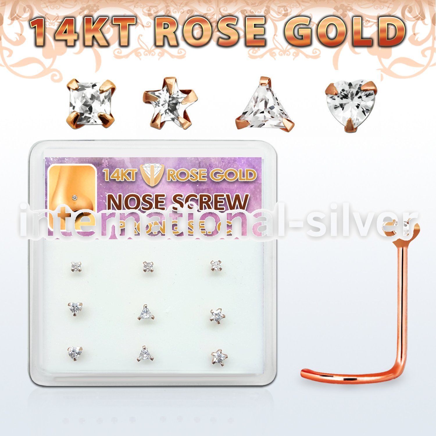 drsc13 l shape nose studs gold nose