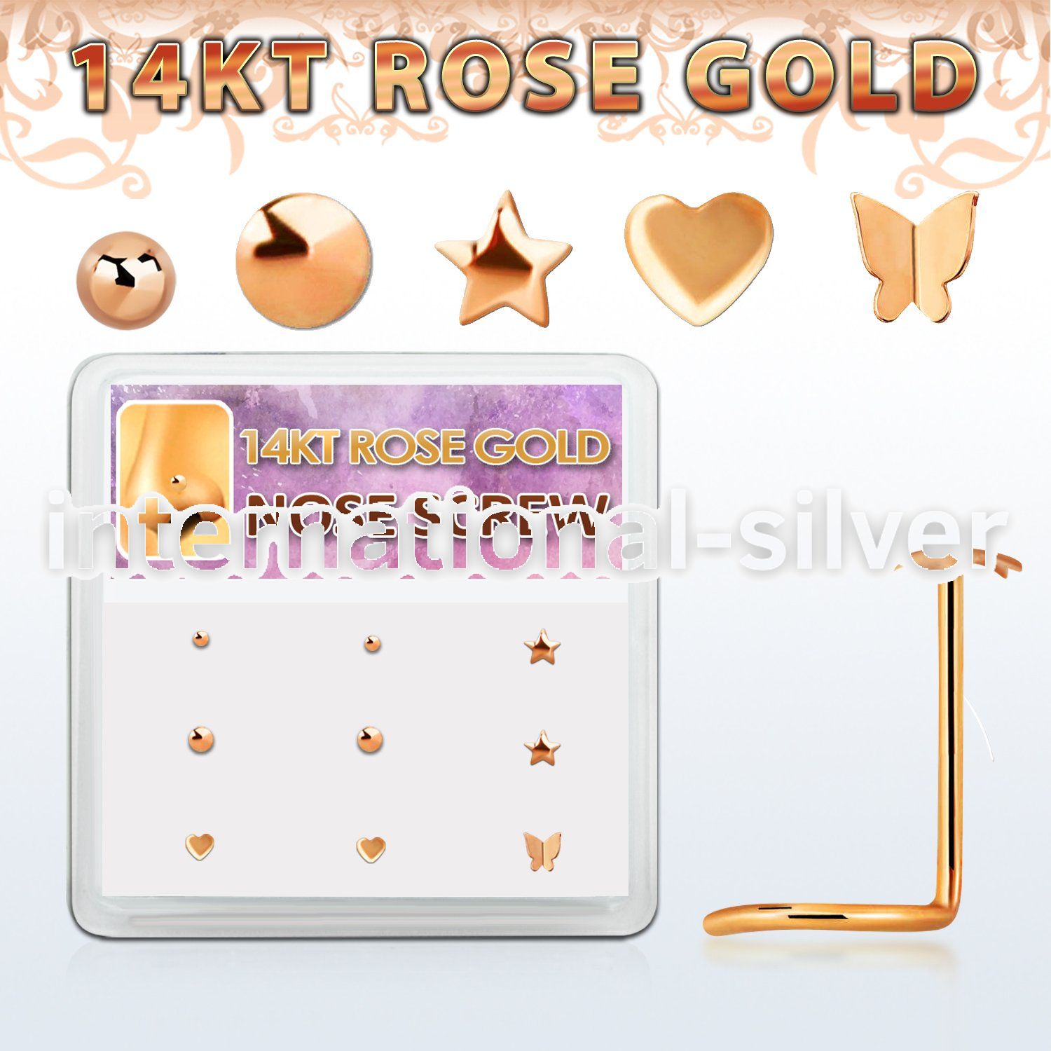 drsc19 l shape nose studs gold nose