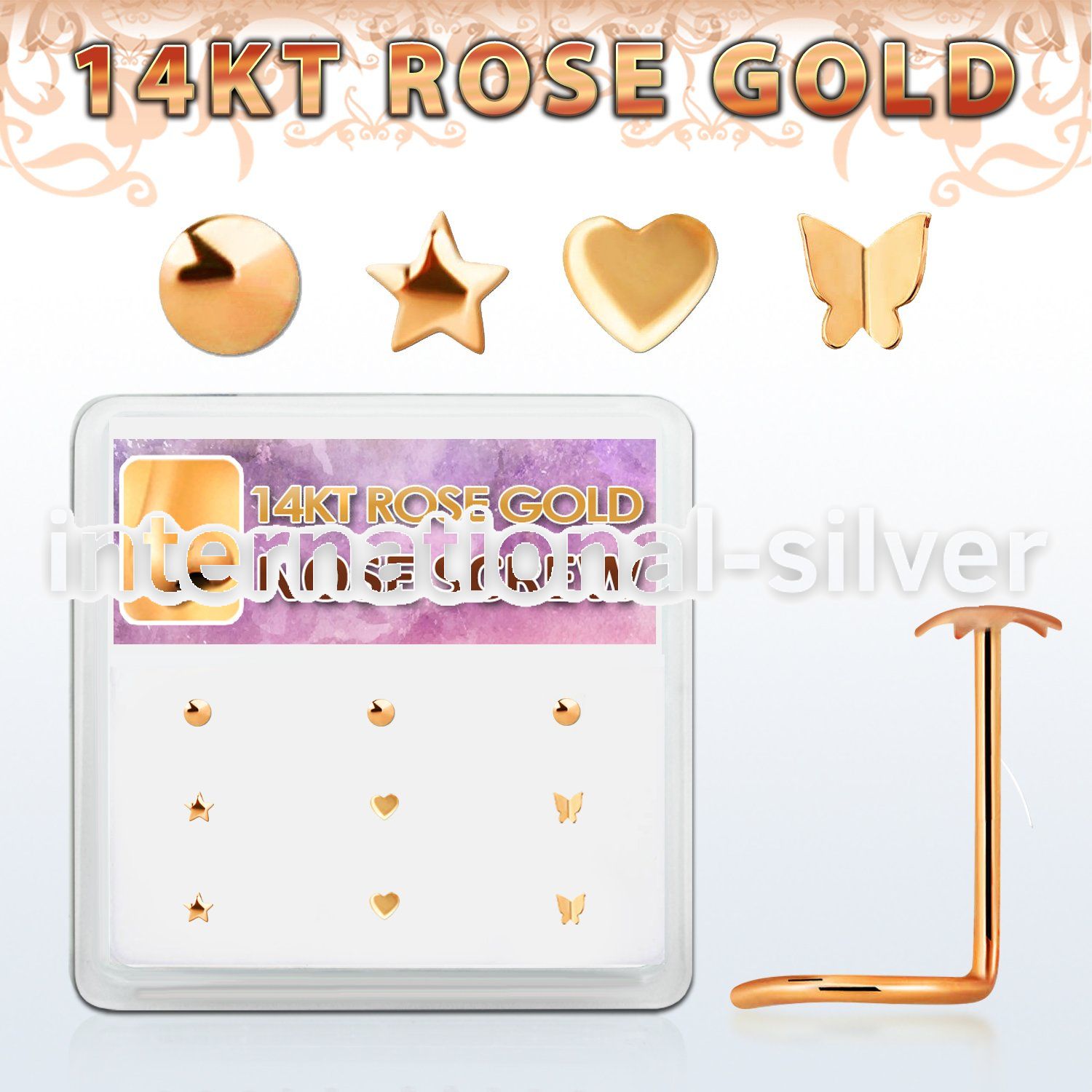 drsc4 l shape nose studs gold nose