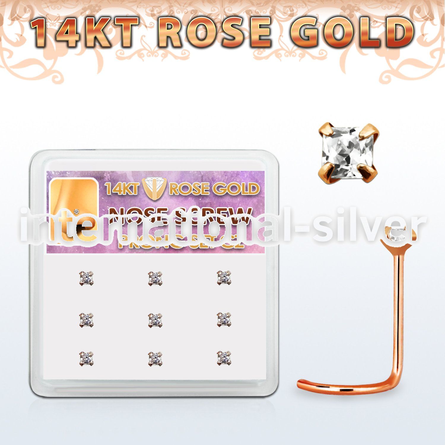 drsc6 l shape nose studs gold nose