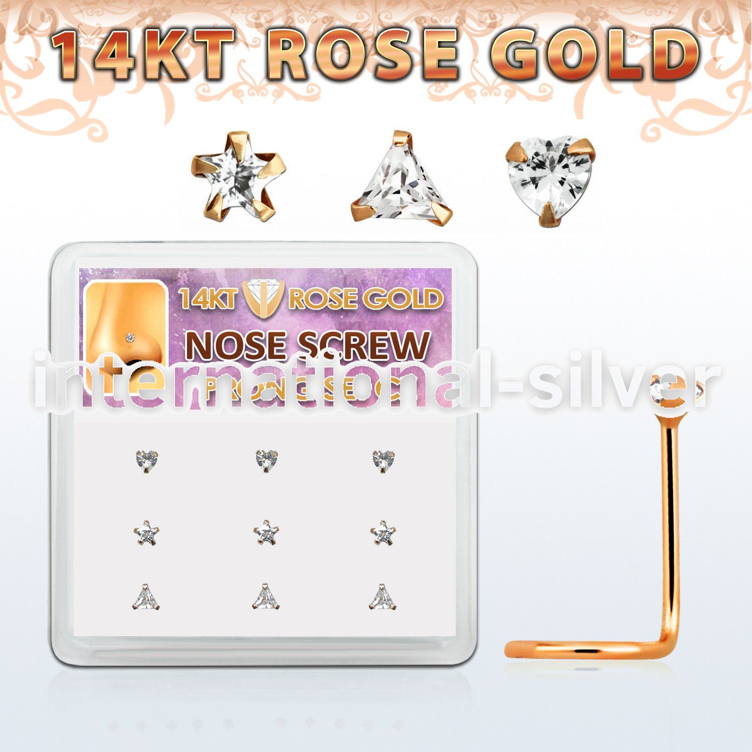 drsc9 l shape nose studs gold nose