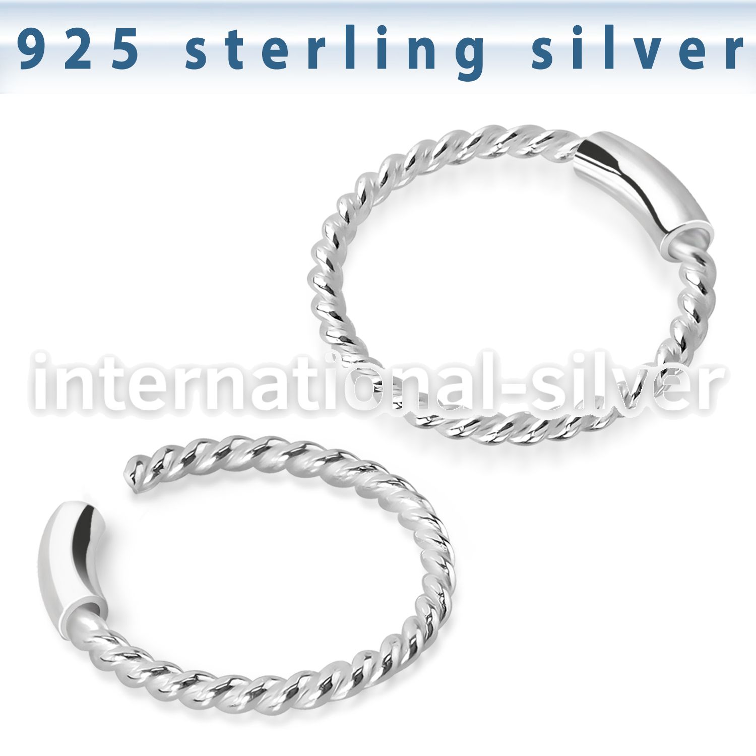 endw sterling silver endless nose ring hoop twisted wire