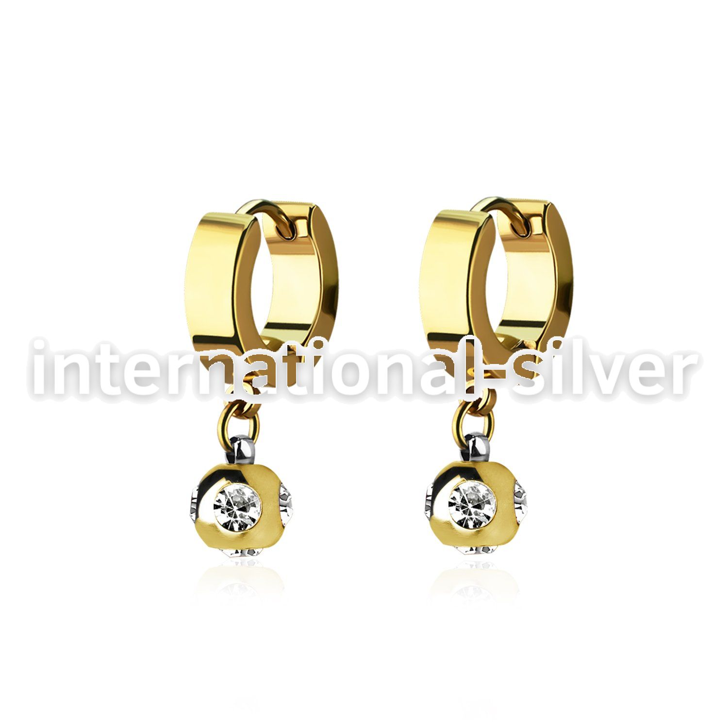 ergmjt6 gold steel huggies earrings w 6mm multi jewel ball