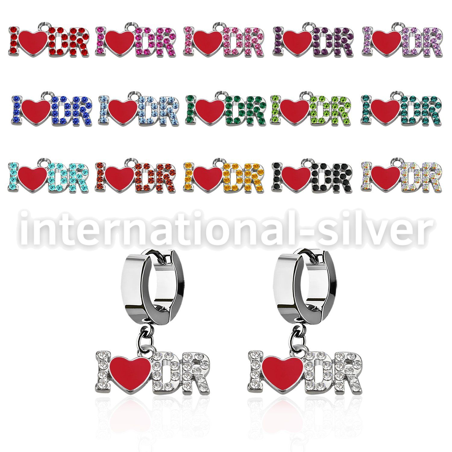 erh667 steel huggies earrings w i love dr dangling