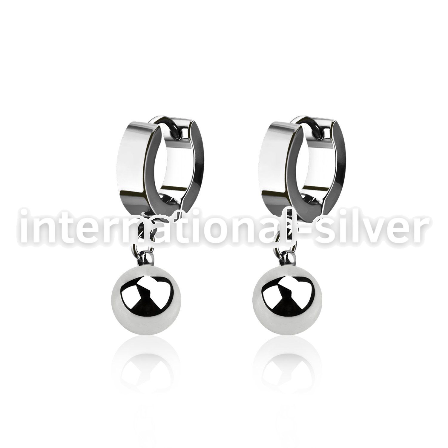 erhb8 steel huggies earrings w 8mm high polished steel balls