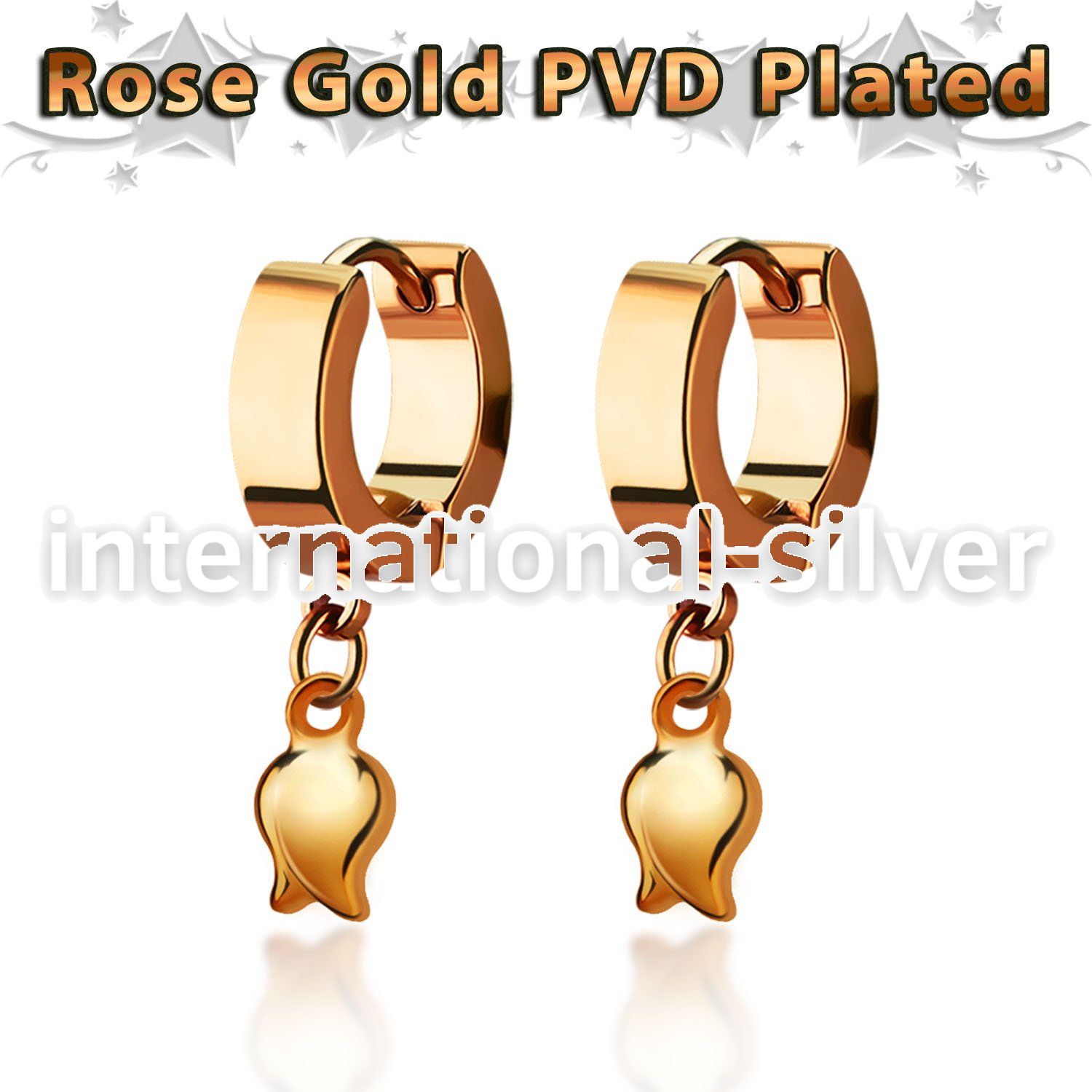 err767 rose gold stainless steel huggie earring w a tulip 