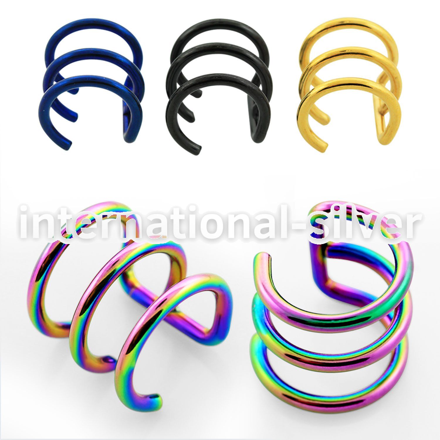 etcf3 fake illusion body jewelry anodized surgical steel 316l helix
