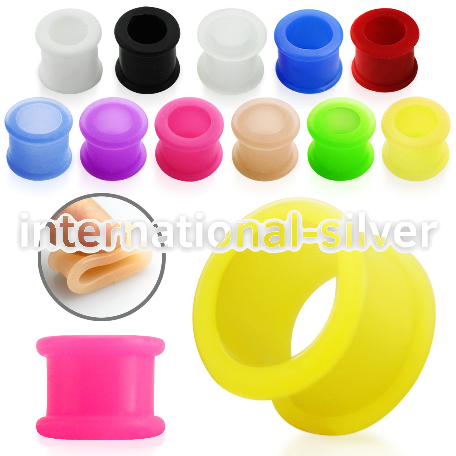 ftsi tunnels gauges silicon body jewelry ear lobe