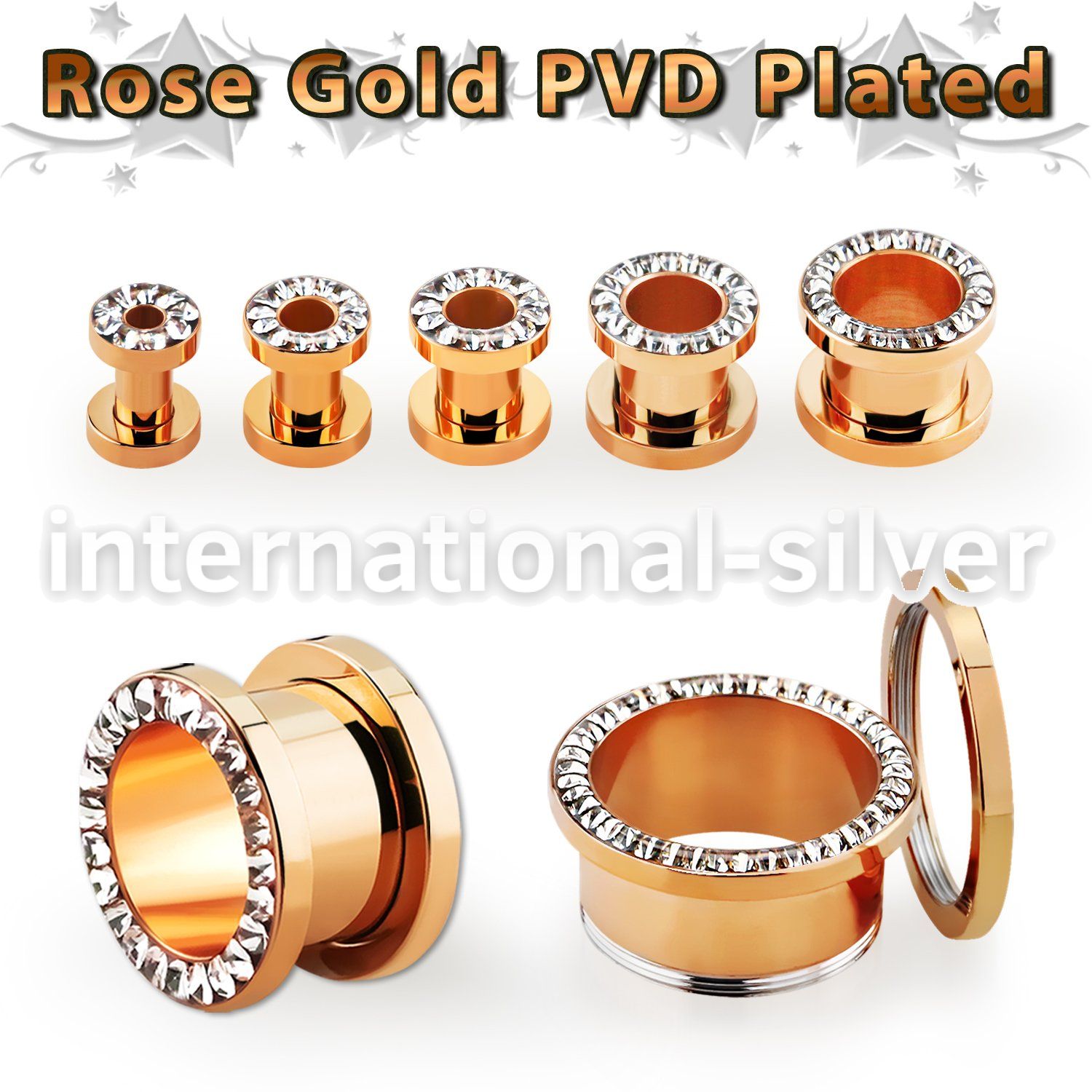 fttscpcr anodized surgical steel flesh tunnels ear lobe piercing