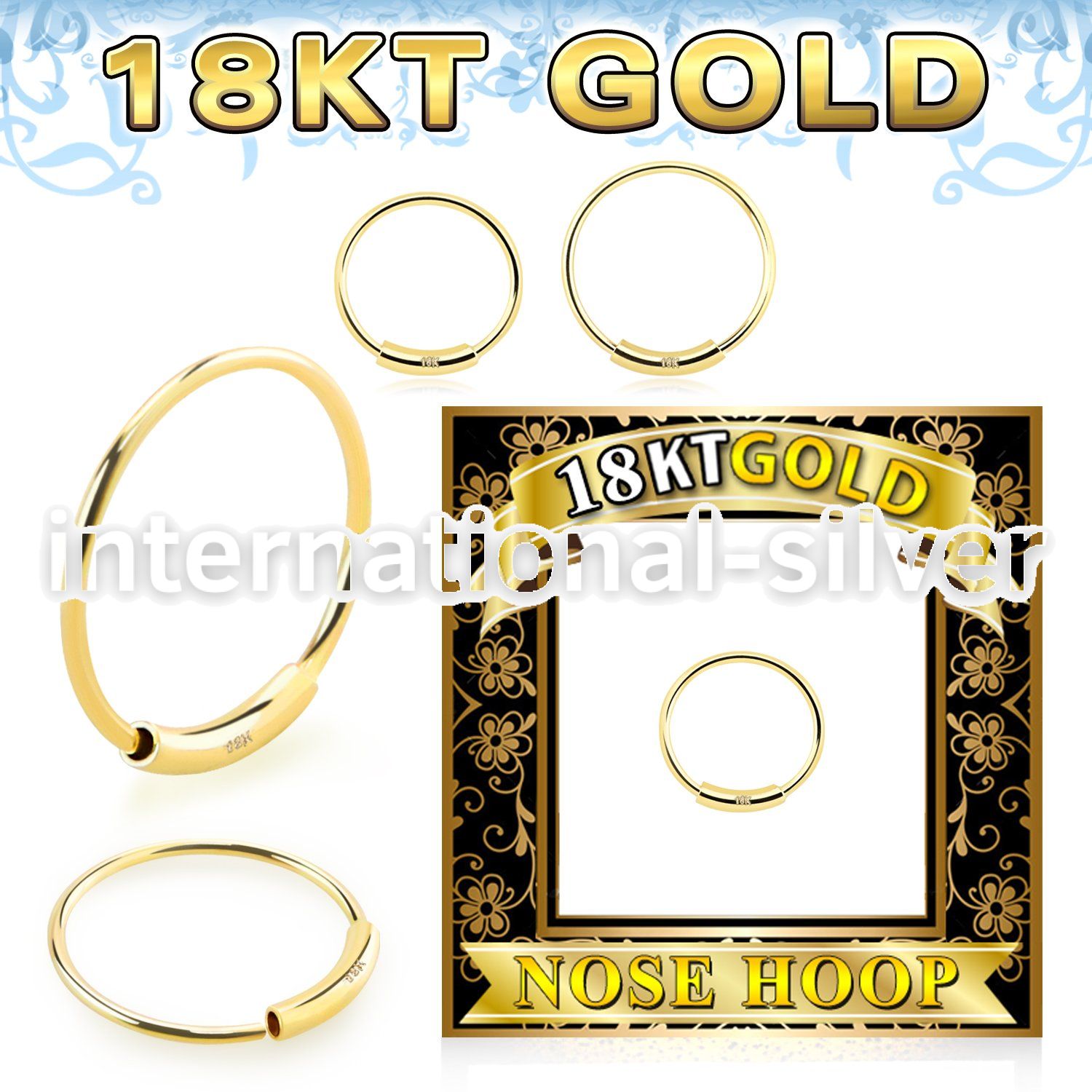 g18end 18 karat yellow gold endless nose hoop ring 22g