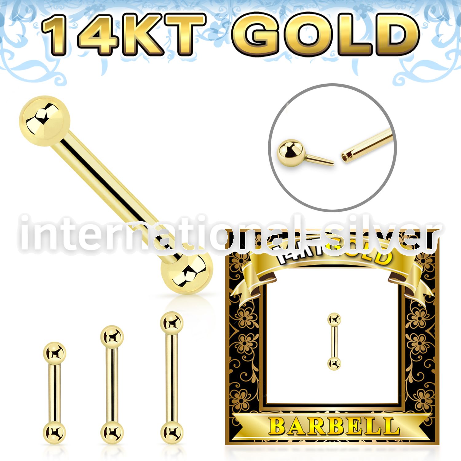 gbbb25 14 karat gold threadless push in barbell 16g balls