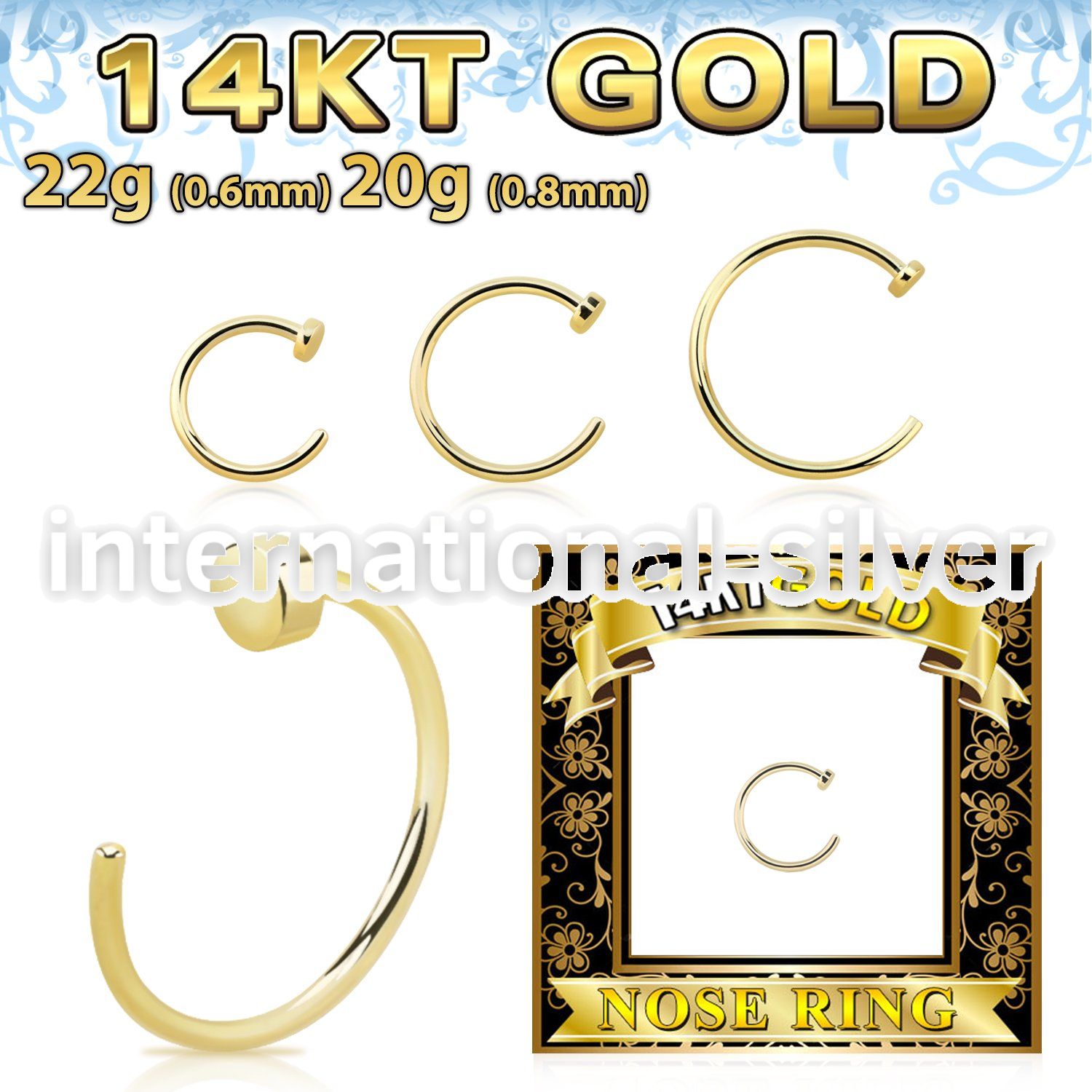 gcln 14 karat gold clip on nose ring flat back
