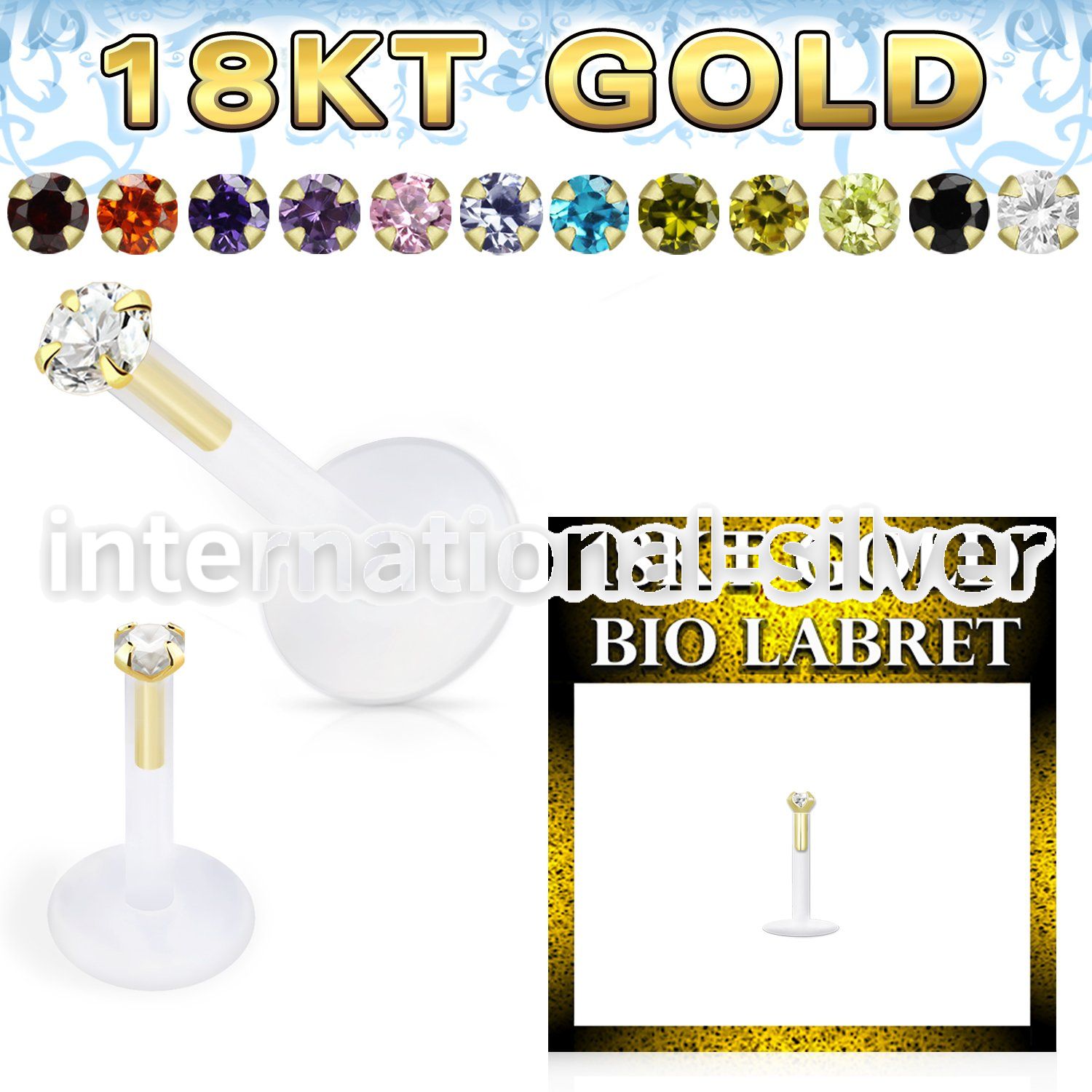 ggbizms clear flexi ptfe labret 16g 18k threadless push in