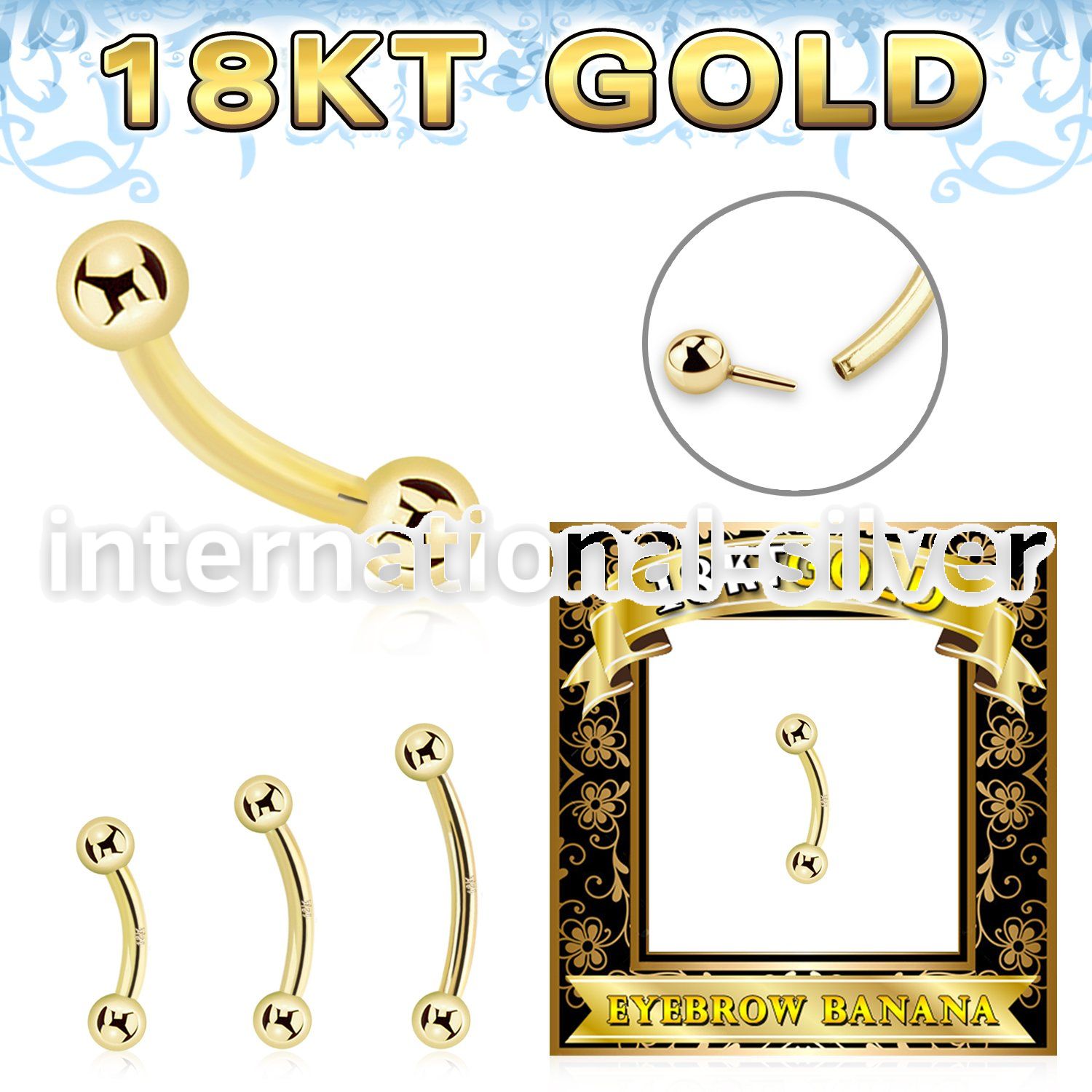 ggbnb25 18 k gold threadless pushin curved barbell 16g balls