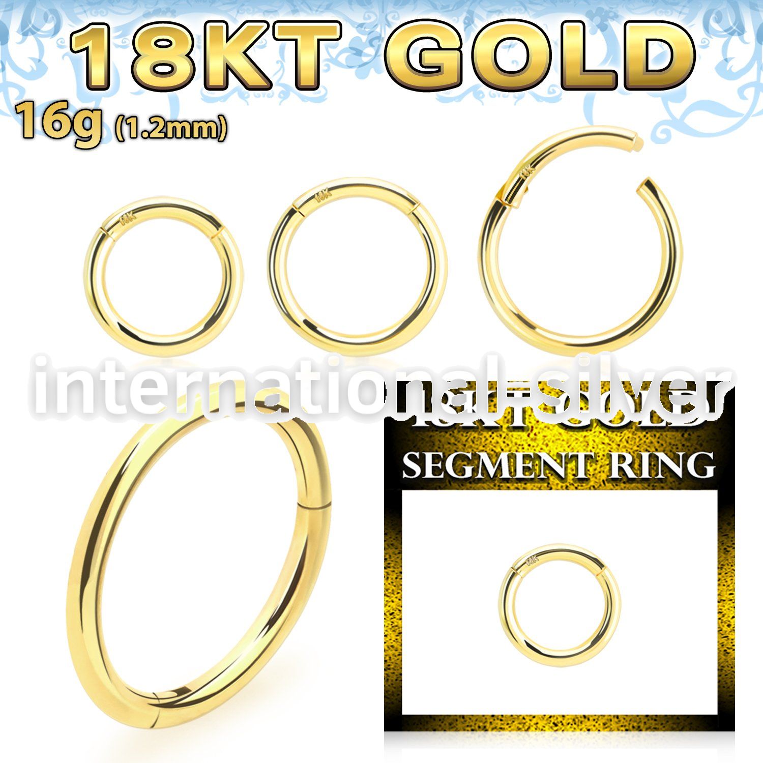 ggsegh16 18 karat yellow gold hinged segment hoop 16g