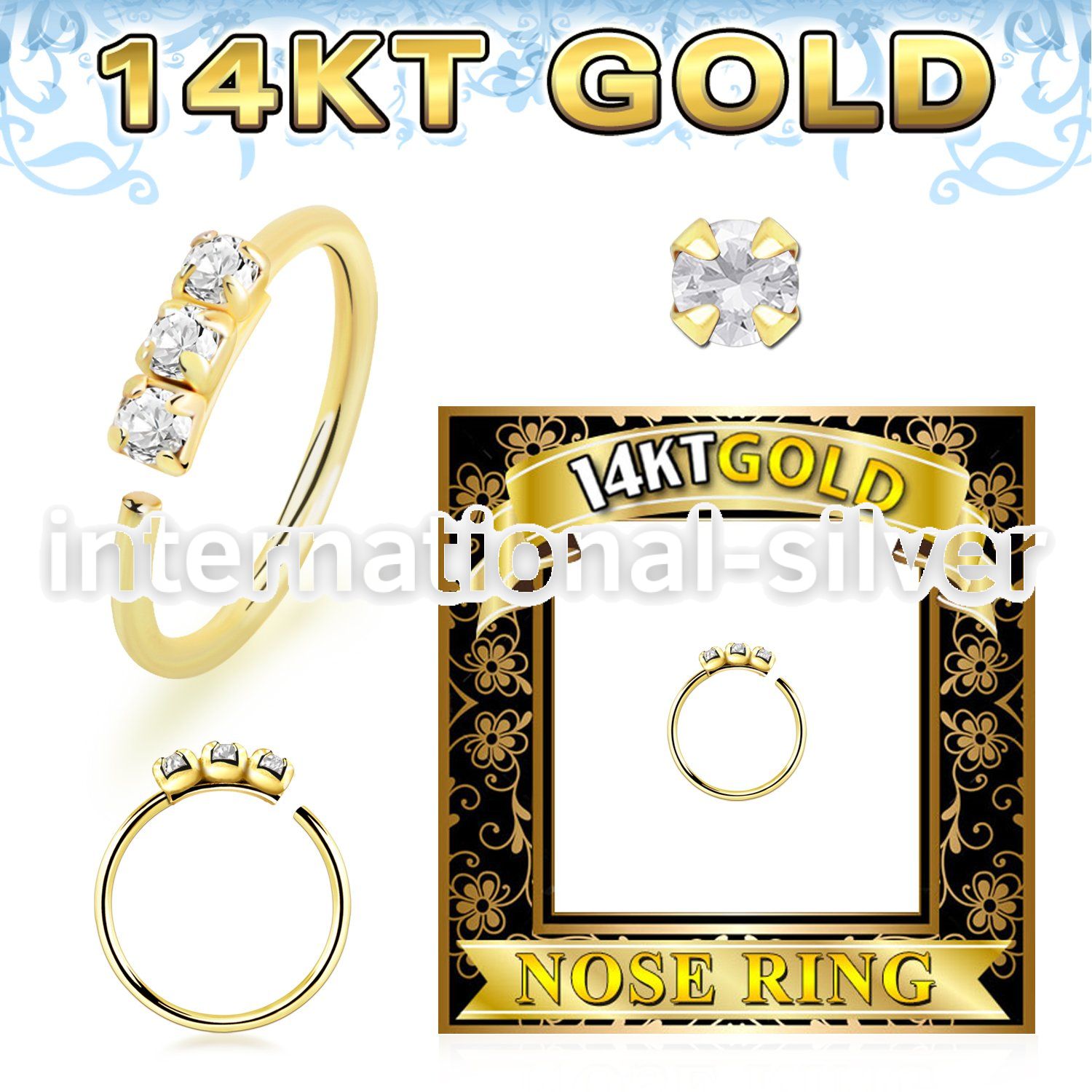 gnham 14k gold seamless nose hoop ring 20g gem tops curved